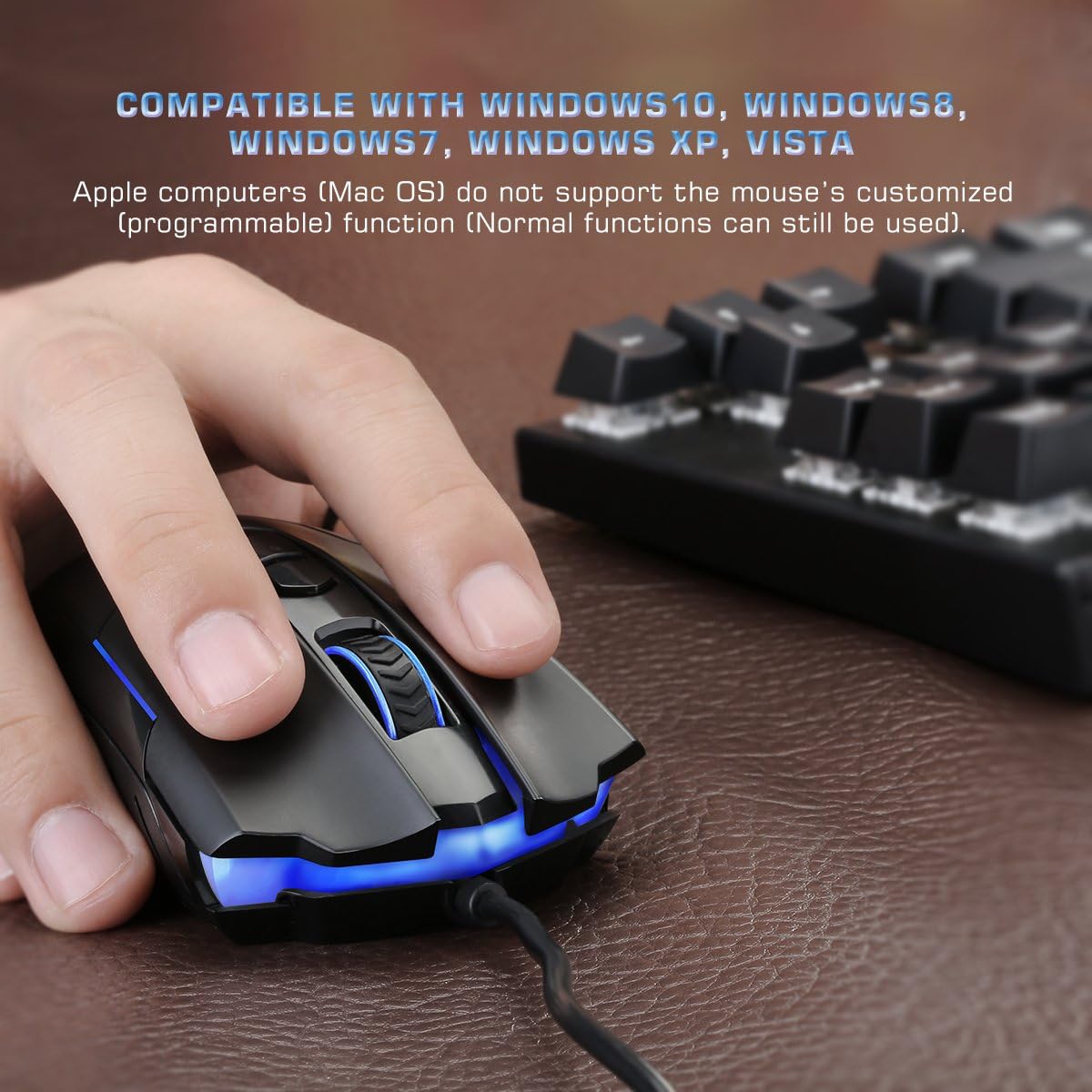 Wired Gaming Mouse, Ergonomic Mice, 7 Buttons 7200DPI for Laptop PC Gamers | Adjustable 7200 DPI, colorful RGB LED lighting, durable wired connection, great for gaming, daily work and office computer