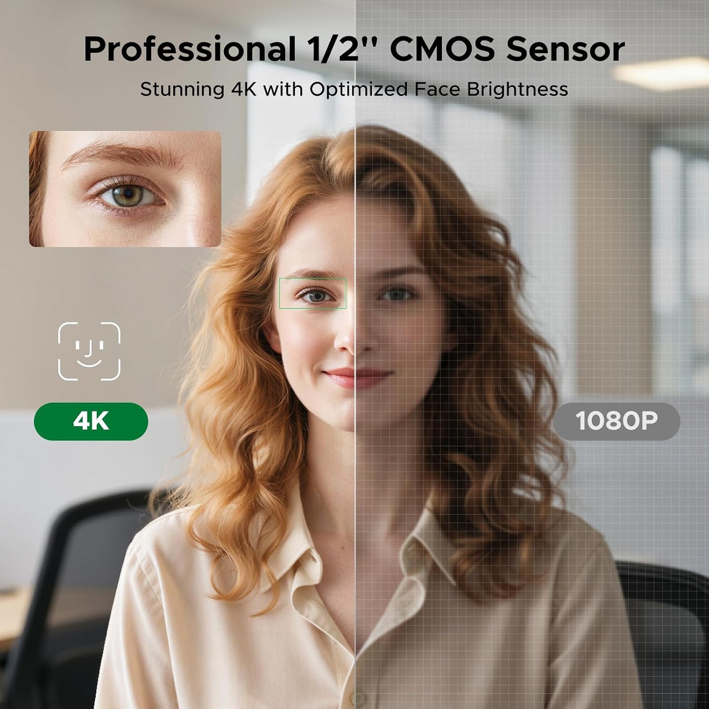 UGREEN FineCam Pro 4K Webcam with 1/2" Sensor for PC/Mac | AI Noise-Canceling Mic, Gesture Control, Face AE, PDAF, for Streaming, Conference, OBS Zoom, Switch 2, Privacy Cover & Tripod