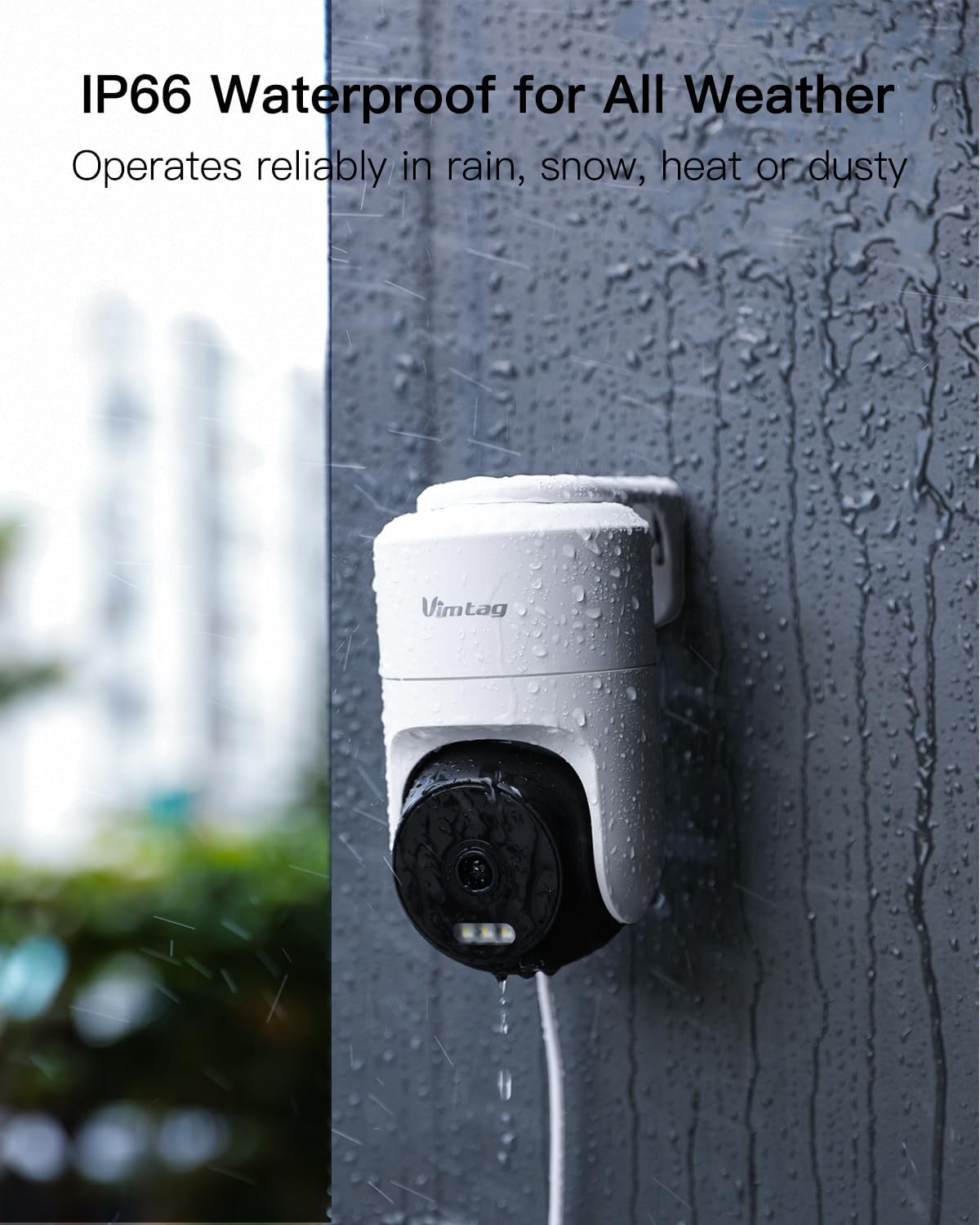 VIMTAG Pan/Tilt Outdoor Security Camera, 2.5K 4MP WiFi Home CCTV Camera, 360° View & Motion Tracking, Color Night Vision, 2-Way Audio, AI Detection Alarm, IP66, Cloud & SD Card Storage, Works w/Alexa