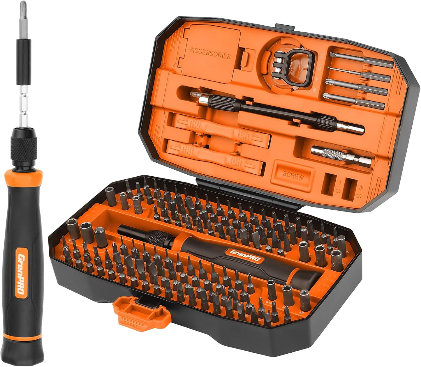 GRENPRO Precision Screwdriver Set 152-in-1, Magnetic Micro Screwdriver Set with Carrying Case, Professional Repair Tool for Laptop, MacBook, PC, Mobile, PS5, Xbox, Glasses, Watches, Jewelry