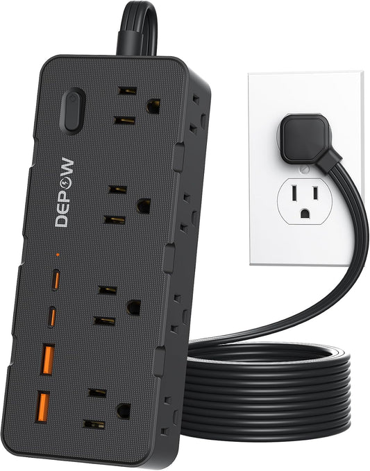 DEPOW Surge Protector Power Strip with 8 Outlets 4 USB Ports (2 USB C),5 FT