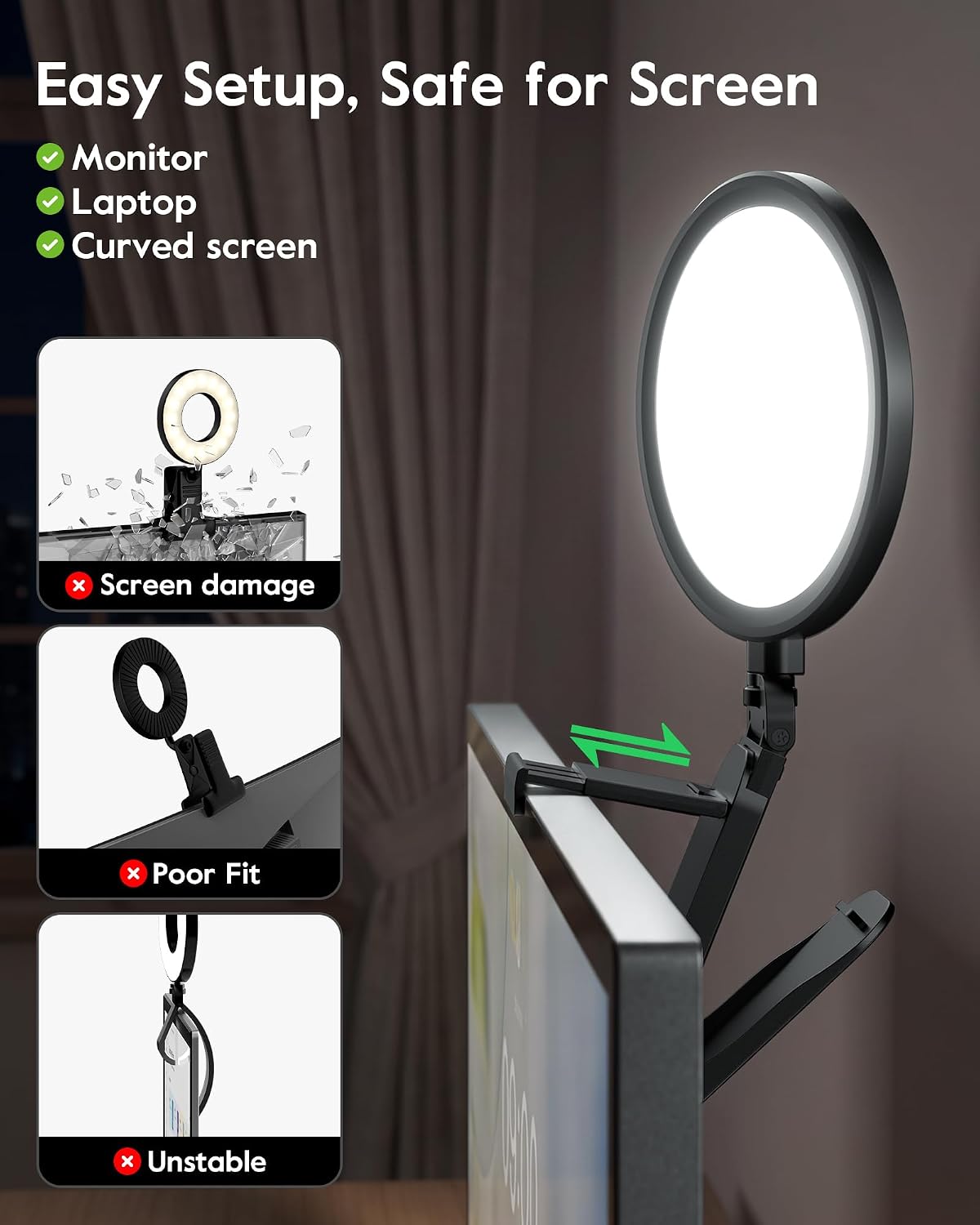 LitONES Ring Light for Computer, Eye-Care Lighting for Zoom Call, Streaming