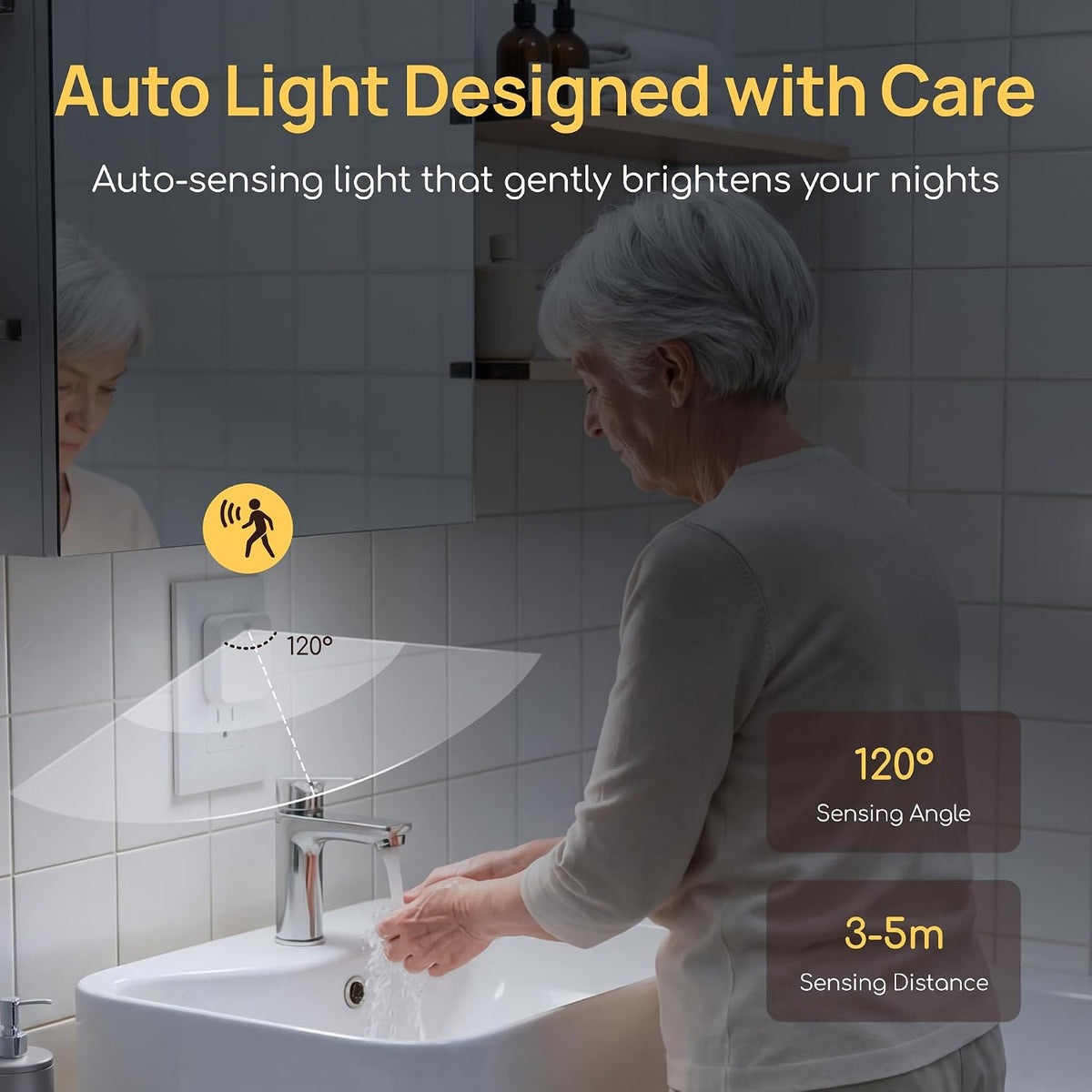 Plug-in Night Light with Motion Sensor, Dusk-to-Dawn Light Sensor