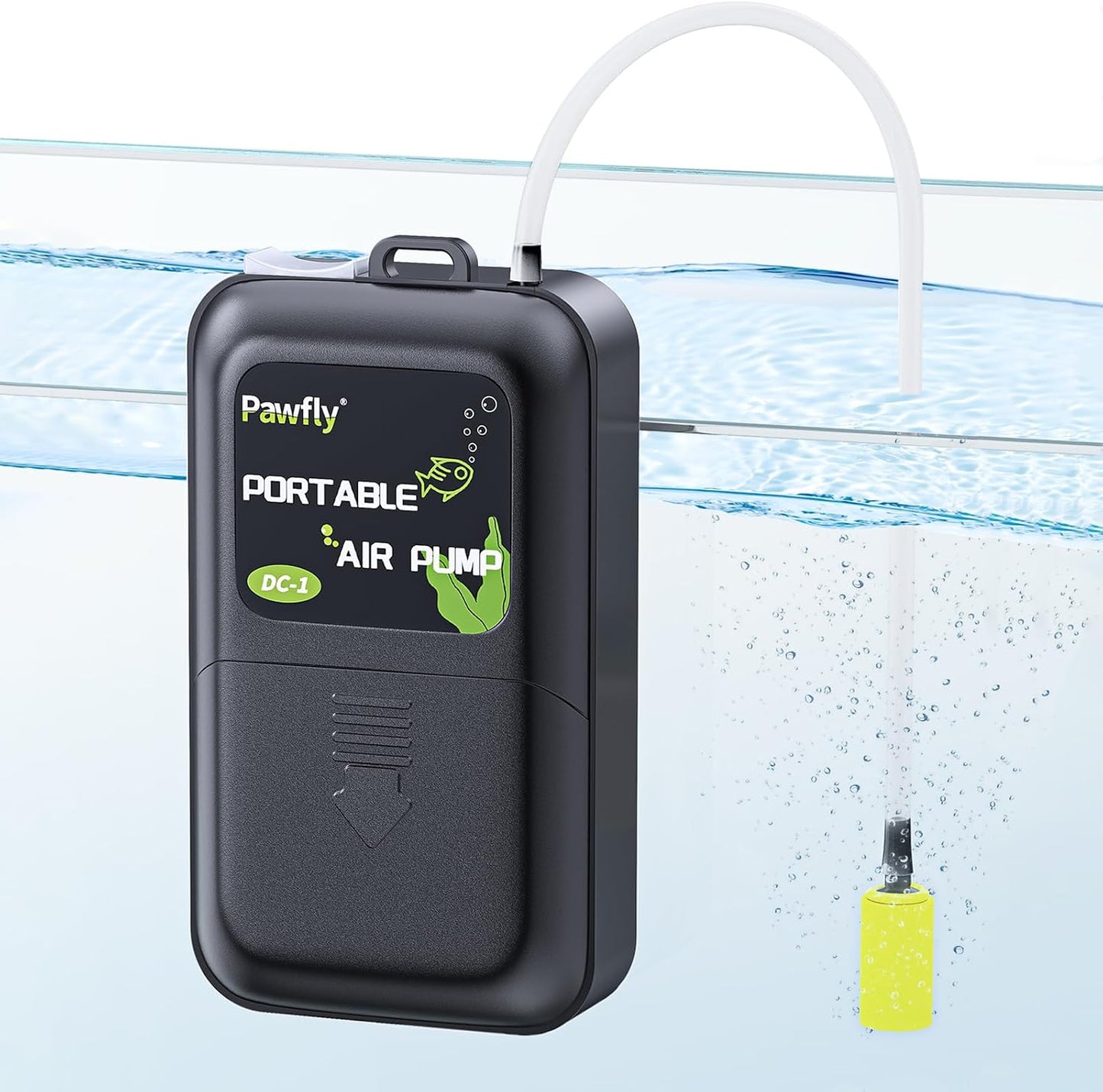 Pawfly Aquarium Air Pump, 40 GPH Fish Tank Air Pump for 5-30 Gallon Tanks，Black & White