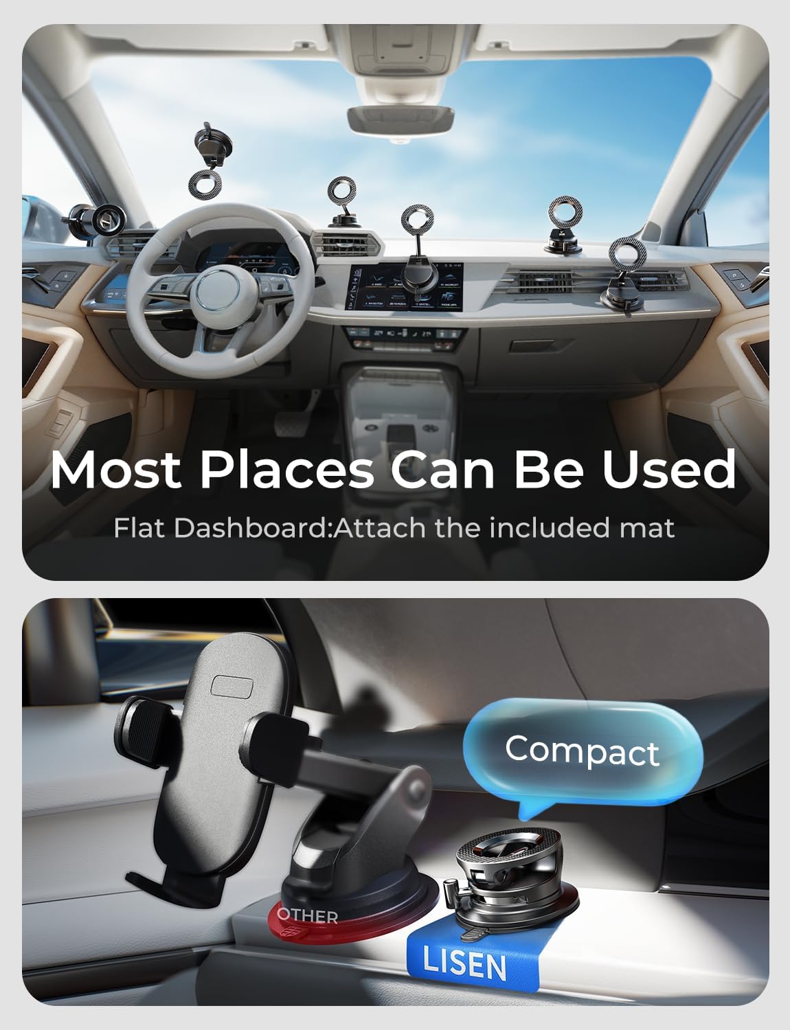 LISEN for Magsafe Car Mount, Magnetic Phone Holders for Your Car Vacuum, Phone Mount for Car Accessories for Women Men Jeep BMW, Suction Holder Kits, for iPhone 17 Pro Max 16 15 14 13 12,Carbon Fiber