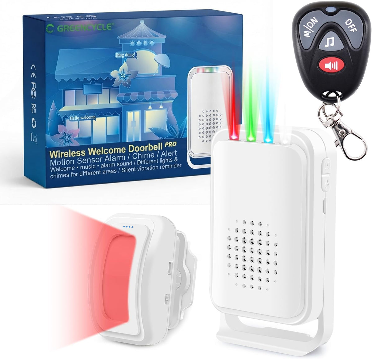 GreenCycle Motion Sensor Door Chime, Wireless Motion Detector Alarm Indoor