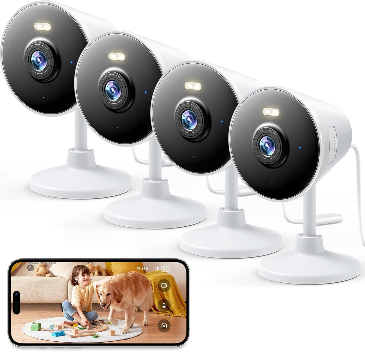 [5G & 2.4G] Indoor/Outdoor Security Camera for Home, Baby/Elder/Dog/Pet Camera with Phone App, Wi-Fi Camera w/Spotlight, Color Night Vision, 2-Way Audio, 24/7, SD/Cloud Storage, Work w/Alexa, 2Pack