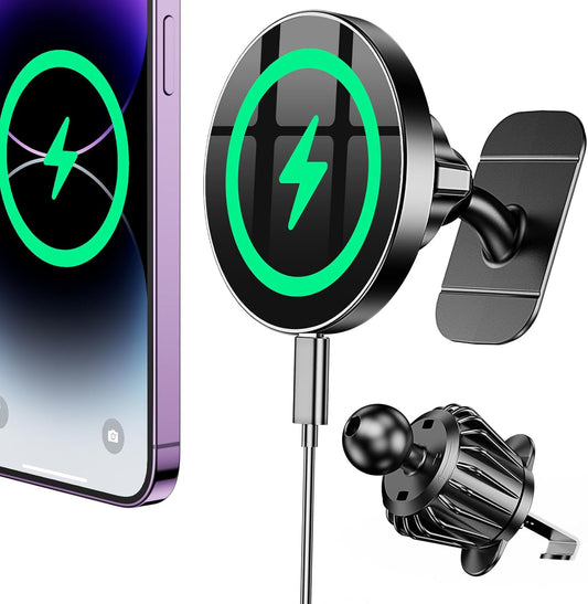 for 15W Magsafe Car Mount Charger Magnetic Wireless Car Charger for iPhone | Magsafe Car Charger Magnetic Phone Holders for Your Car Accessories Car Phone Holder Mount for iPhone 17 16 15 (Black)