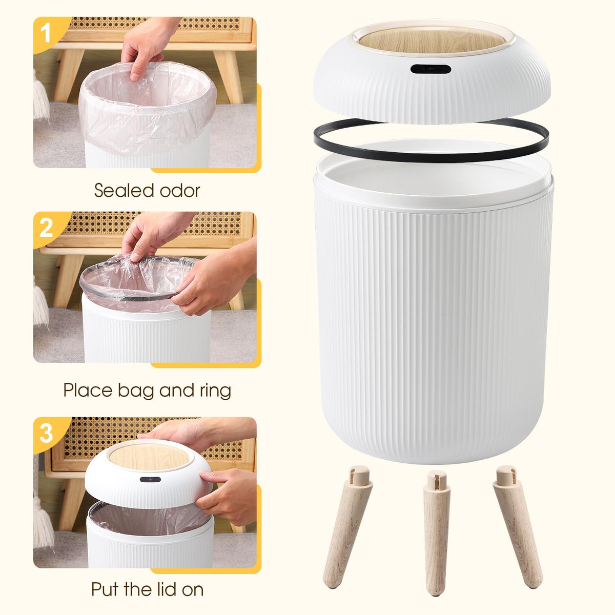 Motion Sensor Bathroom Trash Can,3 Gallon Auto Touchless Trash Bin