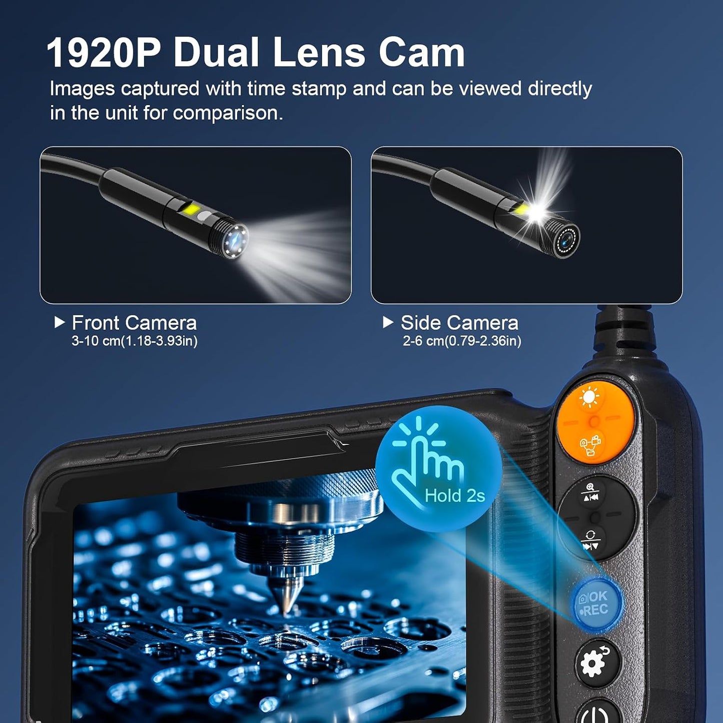 Daxiongmao Endoscope Camera with Light, Dual Lens 1080p HD Borescope, IP67 Waterproof Snake Camera – Ideal for Inspecting Walls, Vents, Automotive Engines, Pipes – A Great Tool Gift for Men (16.4ft)