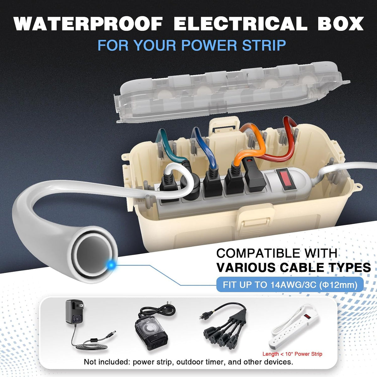 Flemoon Medium IP54 Waterproof Outdoor Electrical Box with Clear Lid