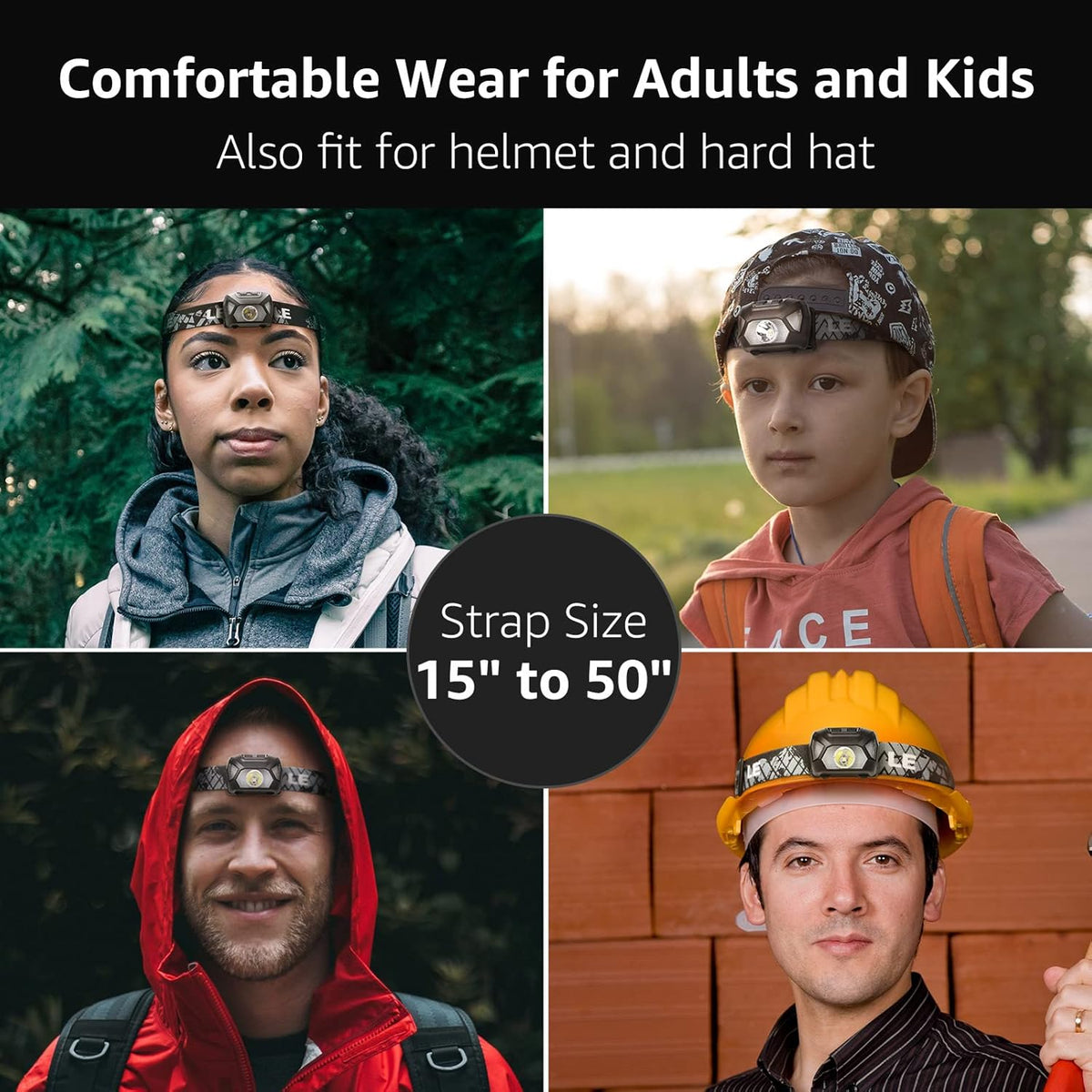 Lepro Headlamp Battery Powered Waterproof LED Headlight 2 Pack - Black | Super bright,Spotlight & Floodlight,Red light,Adjustable Headband,Camping,Hiking,Power Outages,AAA Batteries not Included