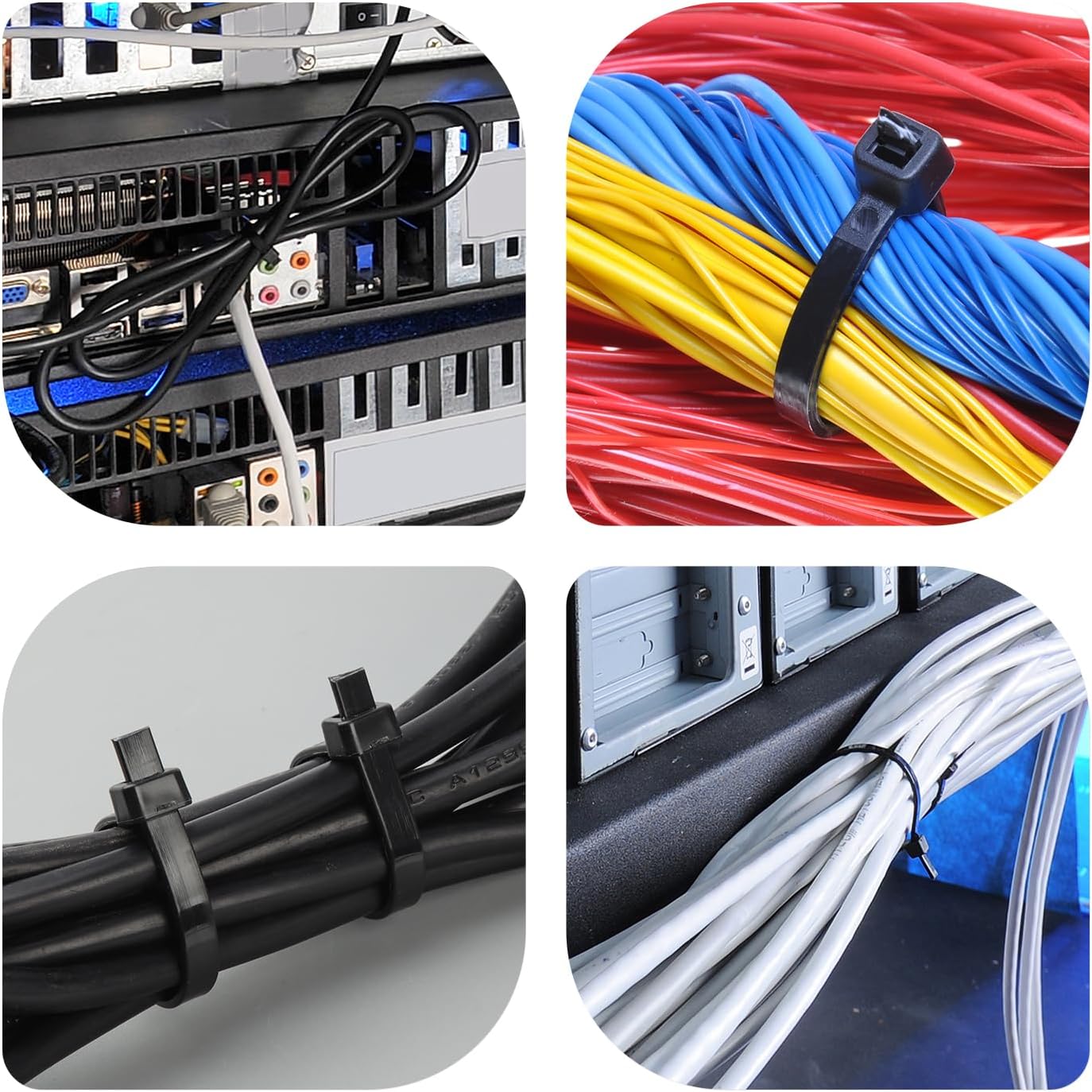 8 Inch Black Zip Ties 1200 Pack, 35 LBS Tensile Strength, Self-Locking Nylon UV Resistant Cable Ties for Indoor and Outdoor