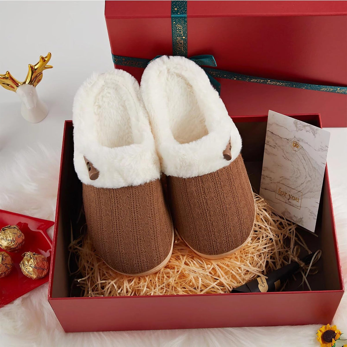 NineCiFun Women's Slip on Fuzzy Slippers Memory Foam House Slippers Outdoor Indoor Warm Plush Bedroom Shoes Scuff with Faux Fur Lining