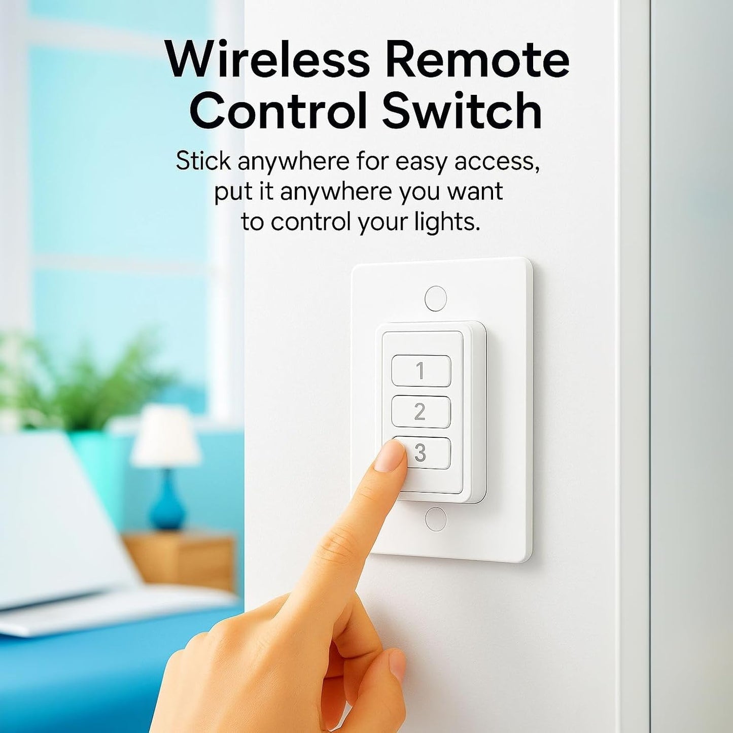 LoraTap 656ft Wireless Wall-Switch: Remote Control Outlet 3 Pack — Lights & Small Appliances — No Wiring —1 Remote for 3 Plugs