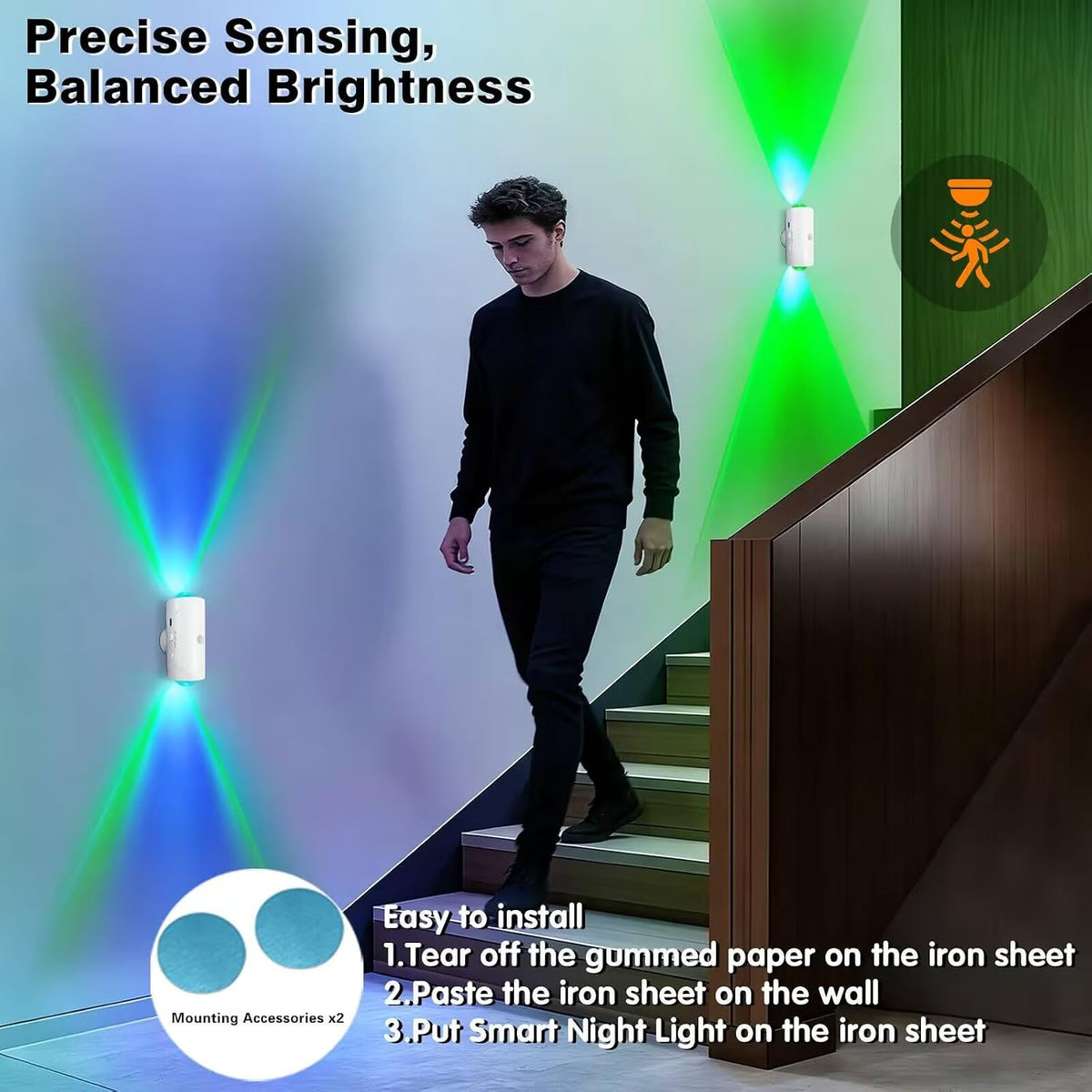 Rechargeable Motion Sensor Light Indoor, Magnetic RGB Wall Sconces 2 Pack