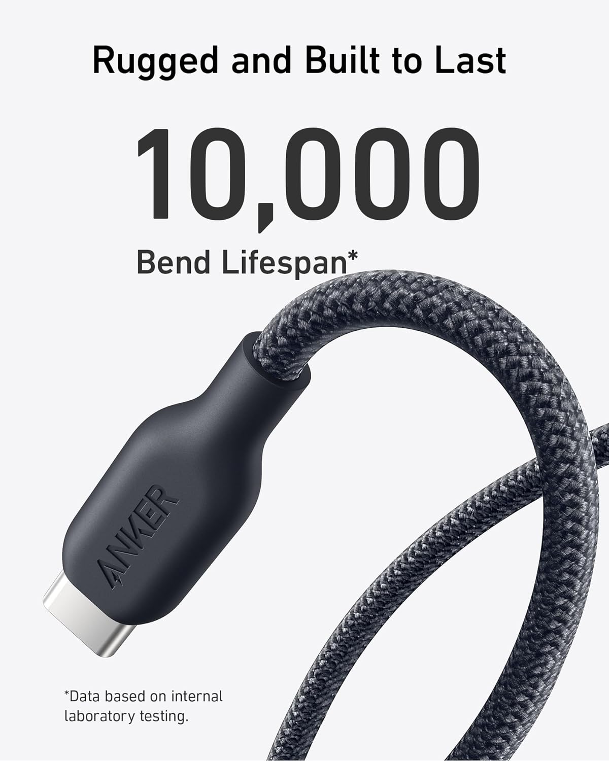 Anker USB C Cable, 240W Type C Fast Charging, USB 2.0(10 ft, Phantom Black) | Bio-Braided Cord for iPhone 17 Series, MacBook Pro 2020, iPad Pro, and More