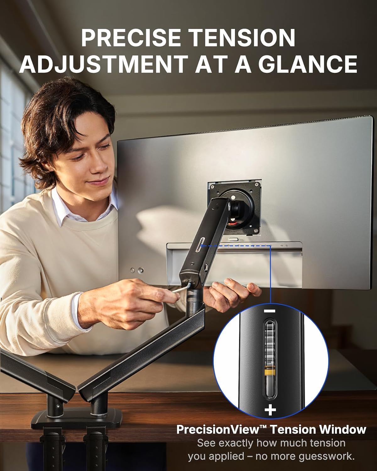 HUANUO FlowLift Pro Dual Monitor Mount for 13–32" Screens, MechaSpring Monitor Stand, Adjustable Monitor Arms for 2 Monitors with Tilt/Swivel/Rotation, Tool-Free VESA Mount, Max Load 19.8 lbs