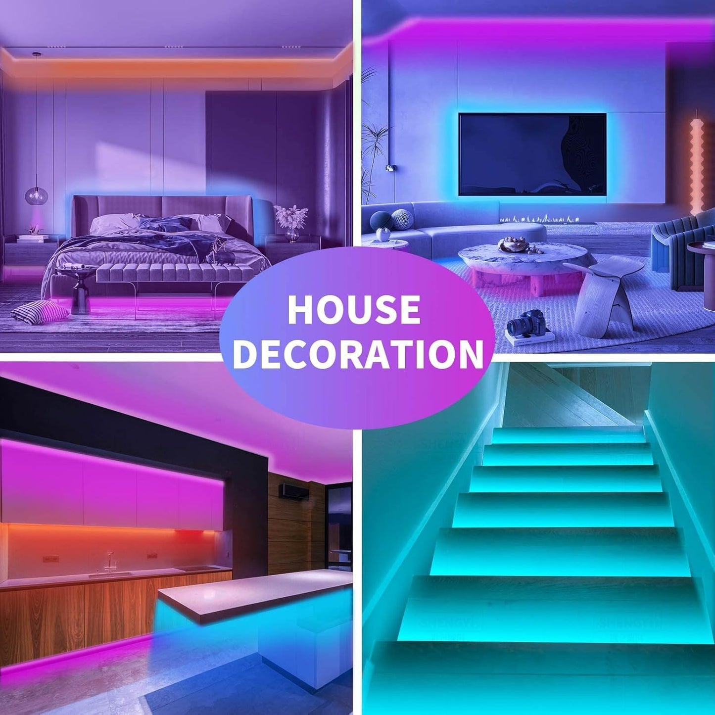 KSIPZE Led Lights for Bedroom 50ft Led Strip Lights with Remote App Control | RGB Color Changing Music Sync for Room Bedroom Lighting Flexible Home Décor