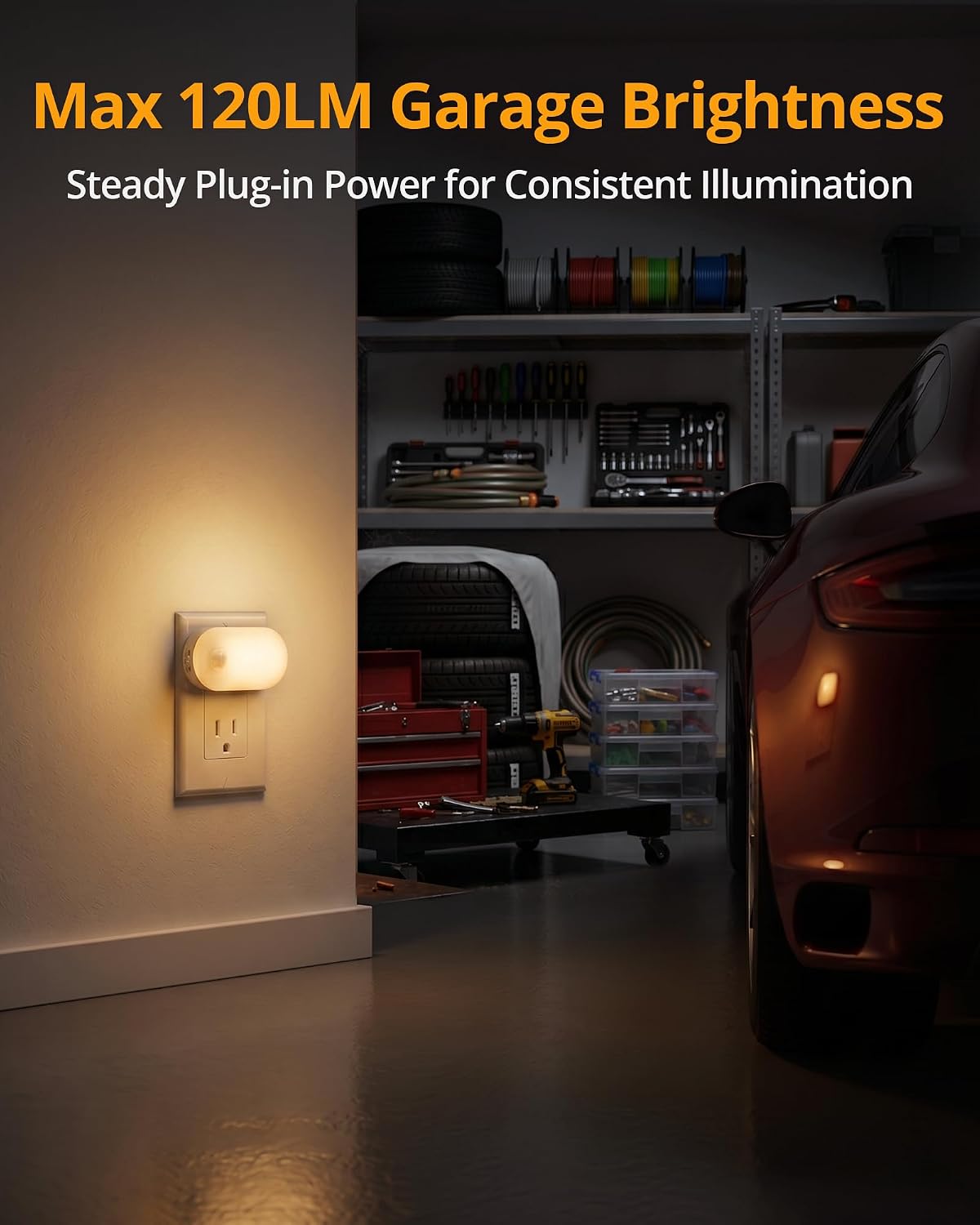 Lyridz 120 Lumens Ultra Bright Plug-in Motion Sensor Night Light, 6-Pack