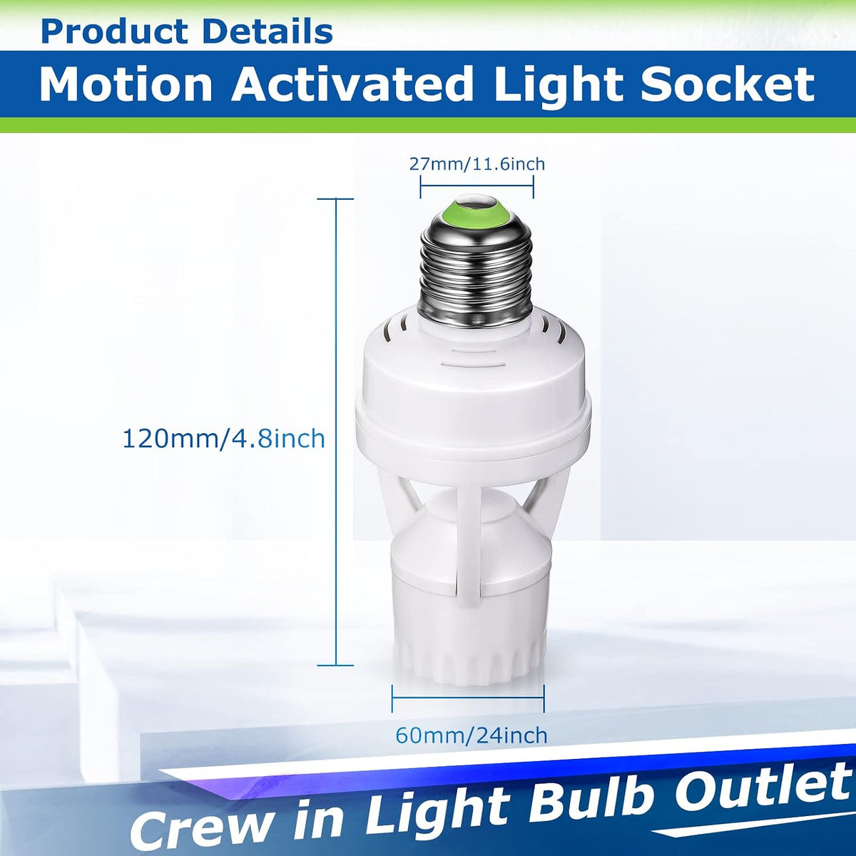 Hortsun 6 Pcs Motion Sensor Light Socket Compatible with E26 E27