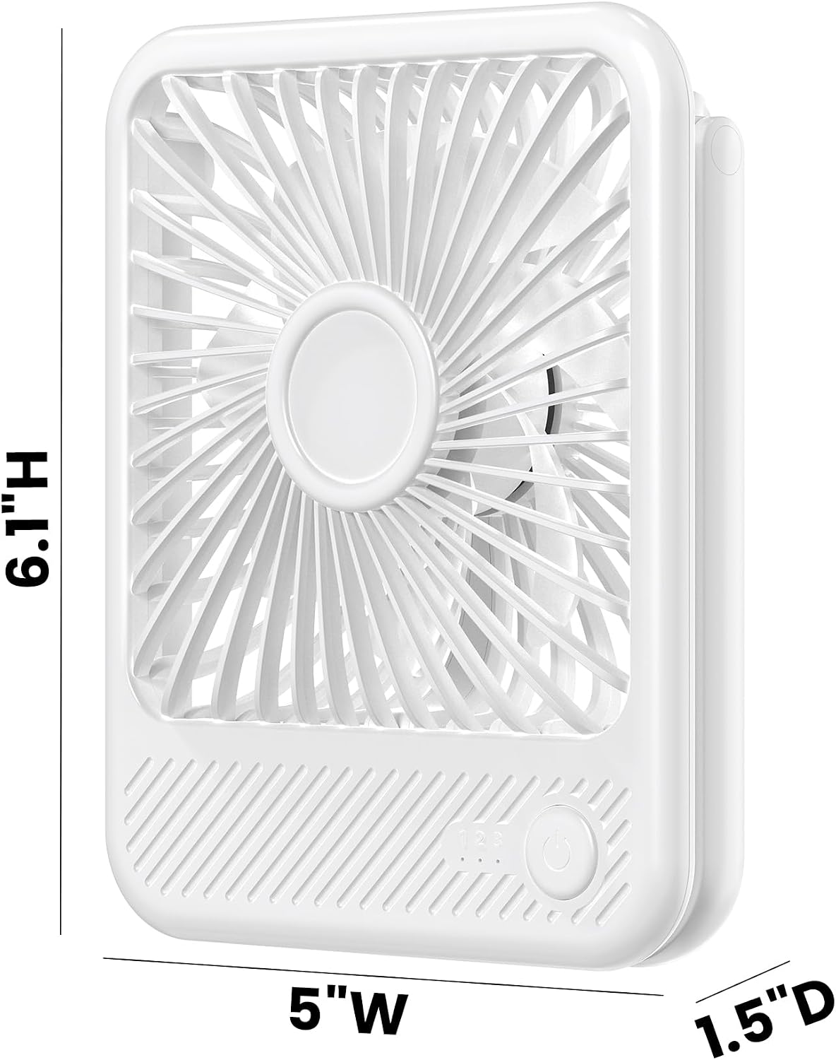 Koonie USB Desk Fan, Strong Wind Ultra Quiet Small Mini Fan | 180° Tilt Folding & 3 Speeds Adjustable, USB-C Corded Powered Personal Fan for Office Desktop Bedroom, White, NO BATTERY