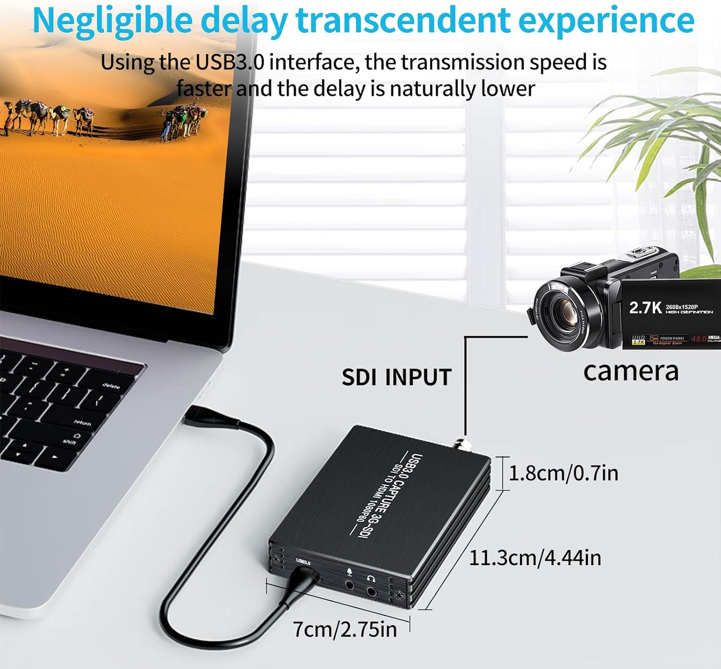 ACHAVE SDI Capture Card USB 3.0, 1080P 60FPS Video Audio Capture Device with HDMI Loopout, Game Streaming Recording Card for Windows Linux OS X, Plug and Play