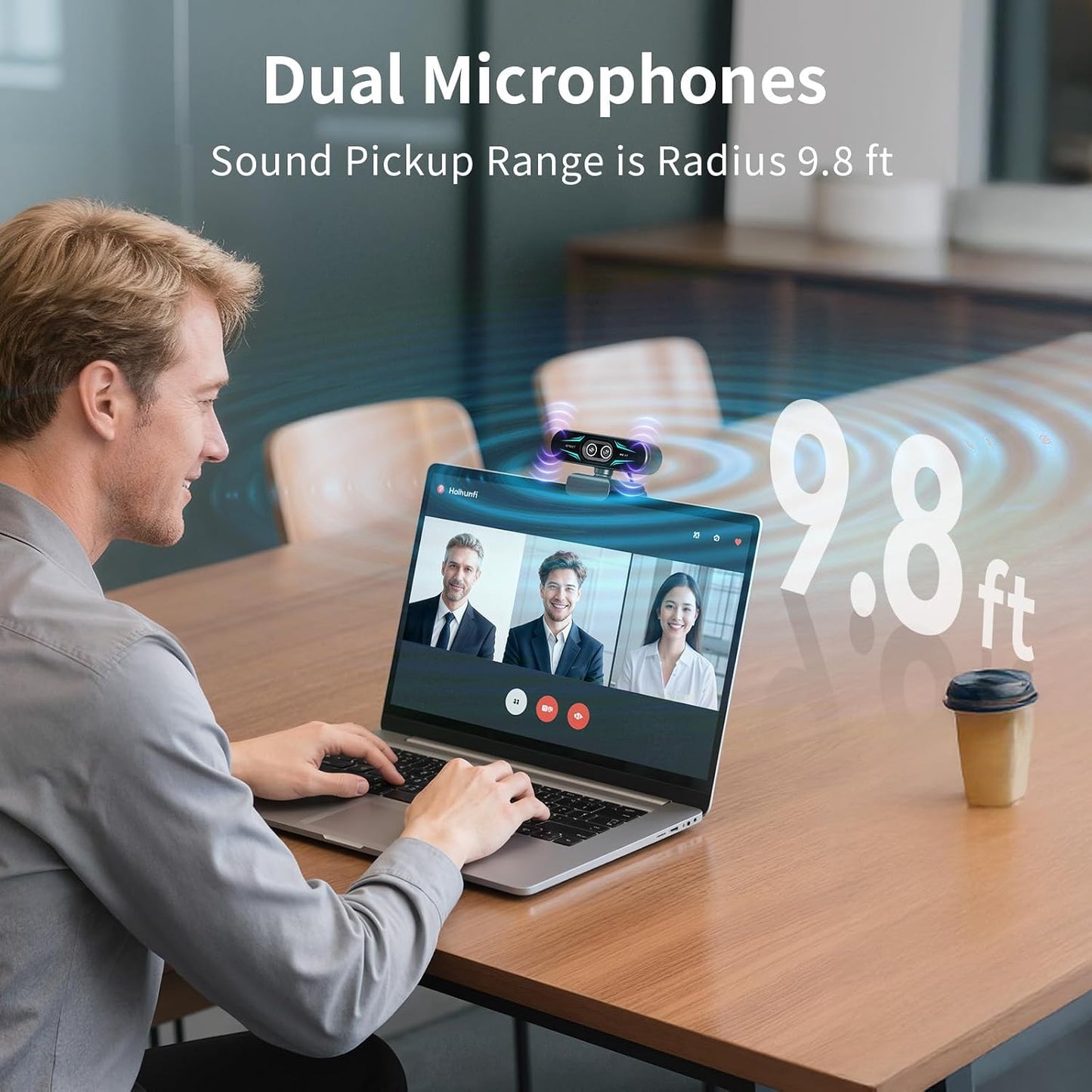 EMEET C60E Dual-Camera 4K Webcam for Streaming, Wide-Angle & Telephoto | Max 11X Hybrid Zoom & PDAF Autofocus, Remote Control, RGB Lighting, 2 Mics, Ideal for Livestreaming and Online Meeting