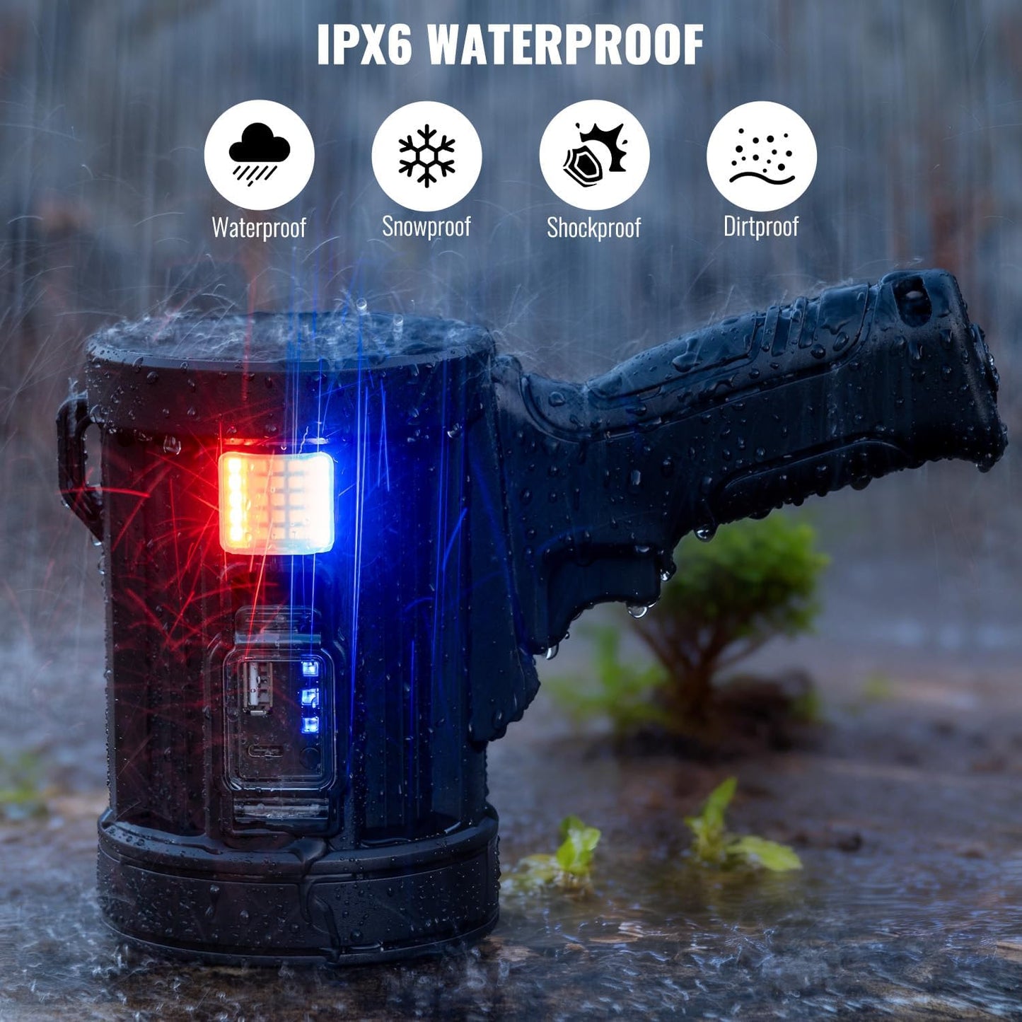 Sigoobal Rechargeable Spotlight,2000000 LM Super Bright Handheld Spot Light LED Flashlight High Lumens,Powered Spotlight Large Searchlight Outdoor with Solar Panels for Boating Camping Hunting