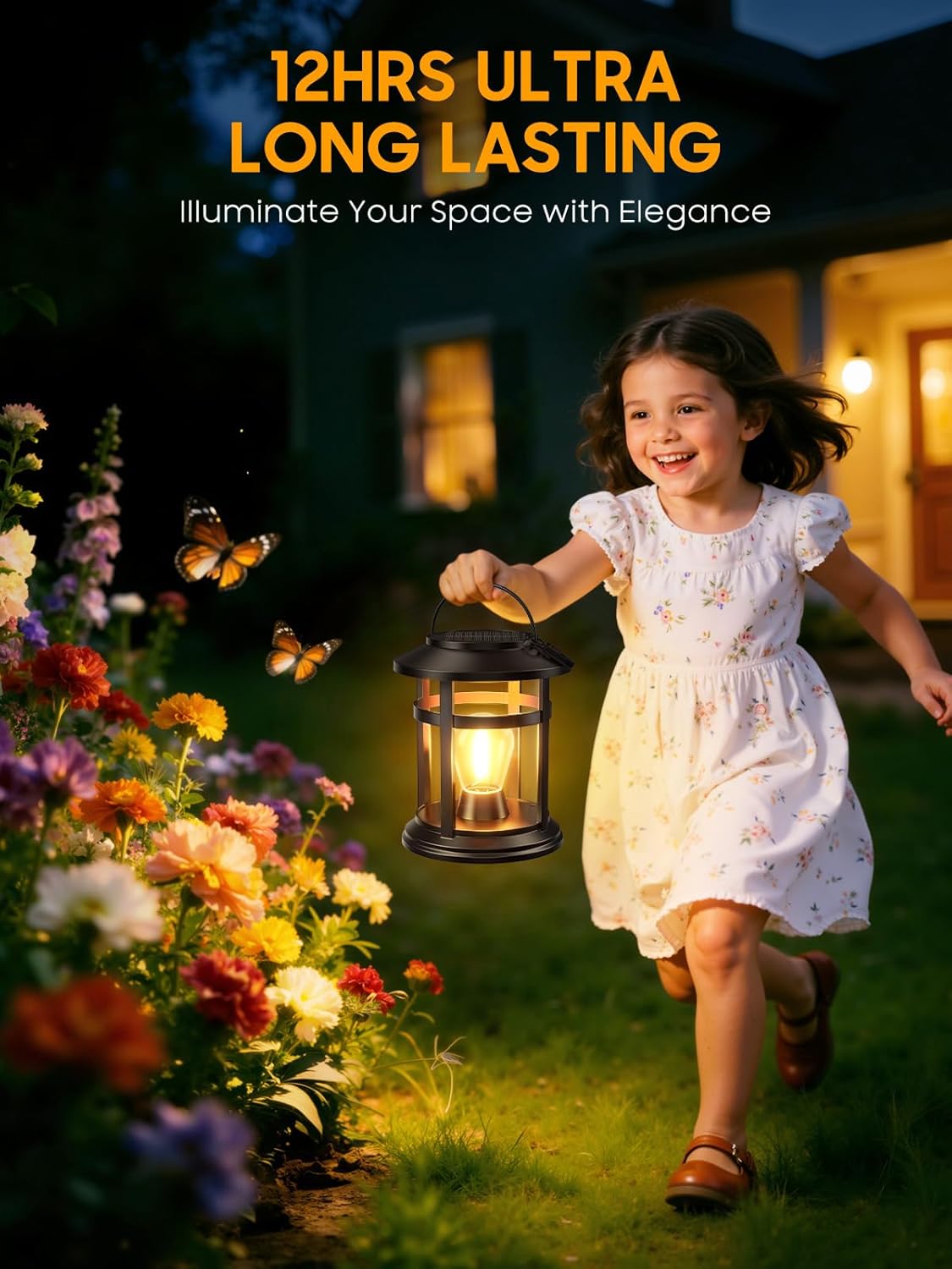 Solar Lantern Outdoor Waterproof, 2 Pack Bright Hanging Solar Lights for Outside Decorative, Upgraded Solar Powered Lanterns LED Lighting for Garden Patio Porch Decor Gifts (Warm Light)