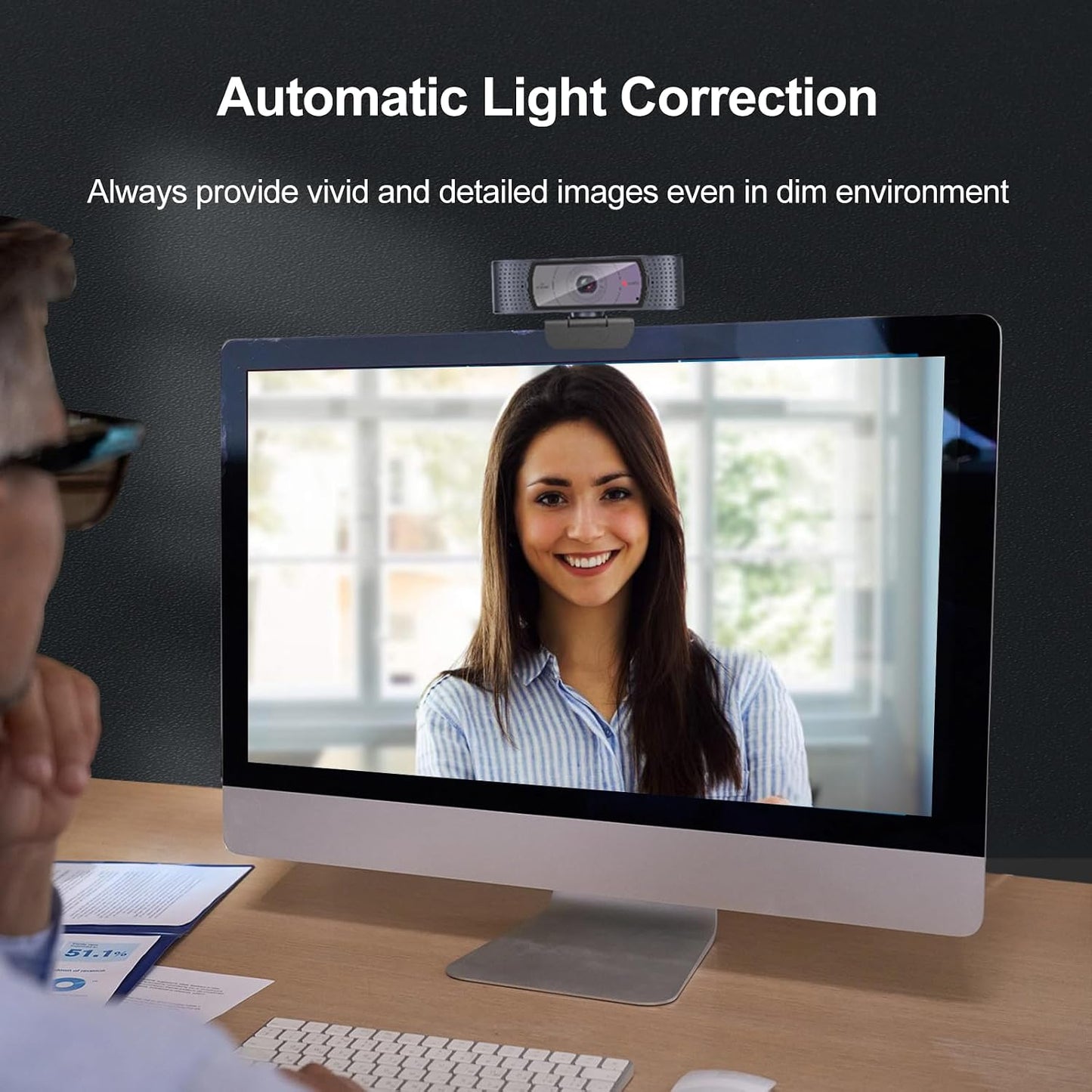 Angetube 1080P Webcam, Computer PC Camera for Laptop with Privacy Cover | 2 Microphone, Plug & Play, USB Type-A & A-to-C Adapter, 78° FOV, Suit for Online Calling, Zoom/Teams/YouTube/Google Meeting