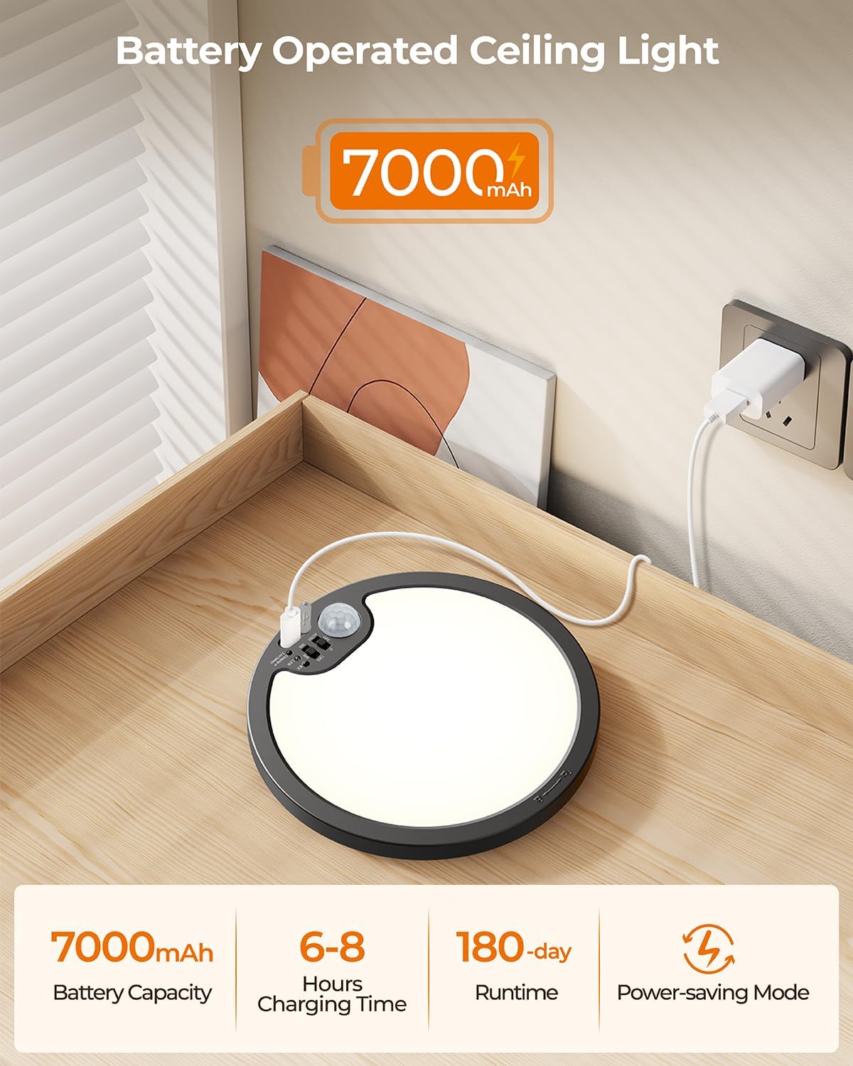 BLNAN 2 Pack Rechargeable Motion Sensor Ceiling Light with Remote, Magnetic Wireless Ceiling Light Battery Powered for Shower Closet Hallway Stairs Shed, 3CCT Black