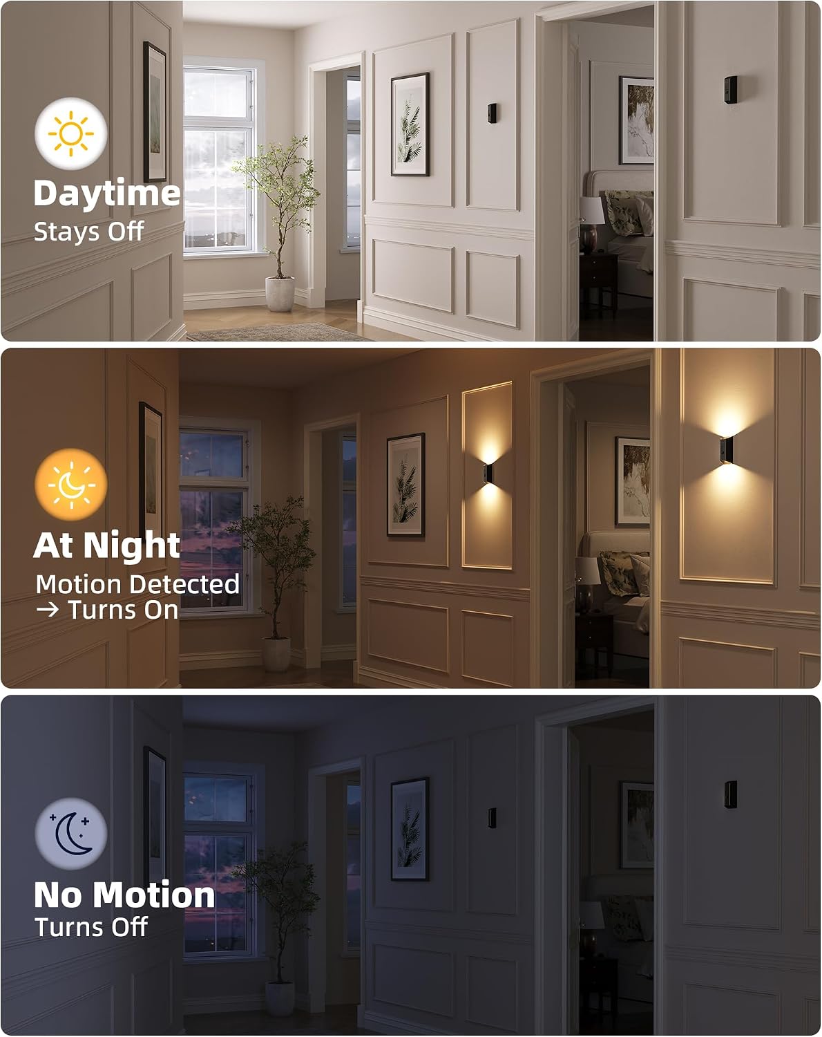 EZVALO Motion Sensor Wall Light with Remote Control, Rechargeable Wall Sconce, 3 Color Temps, Dimmable, Magnetic, LED Indoor Wireless Wall Lamp, 4000mAh, for Hallway, Stair, Entryway, Renters