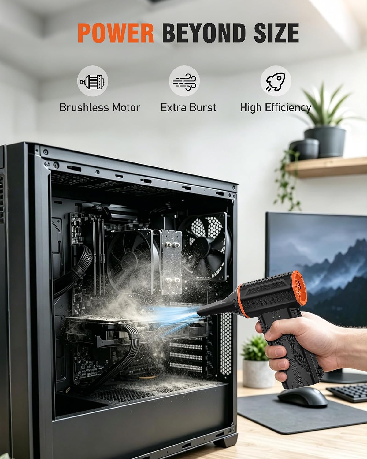 Electric Air Duster, 110000 RPM Cordless Rechargeable Compressed Air Duster with 3 Speed Modes, Portable Handheld Air Blower for Computer Cleaning, Keyboard, PC, Electronics, Car, Office & Home