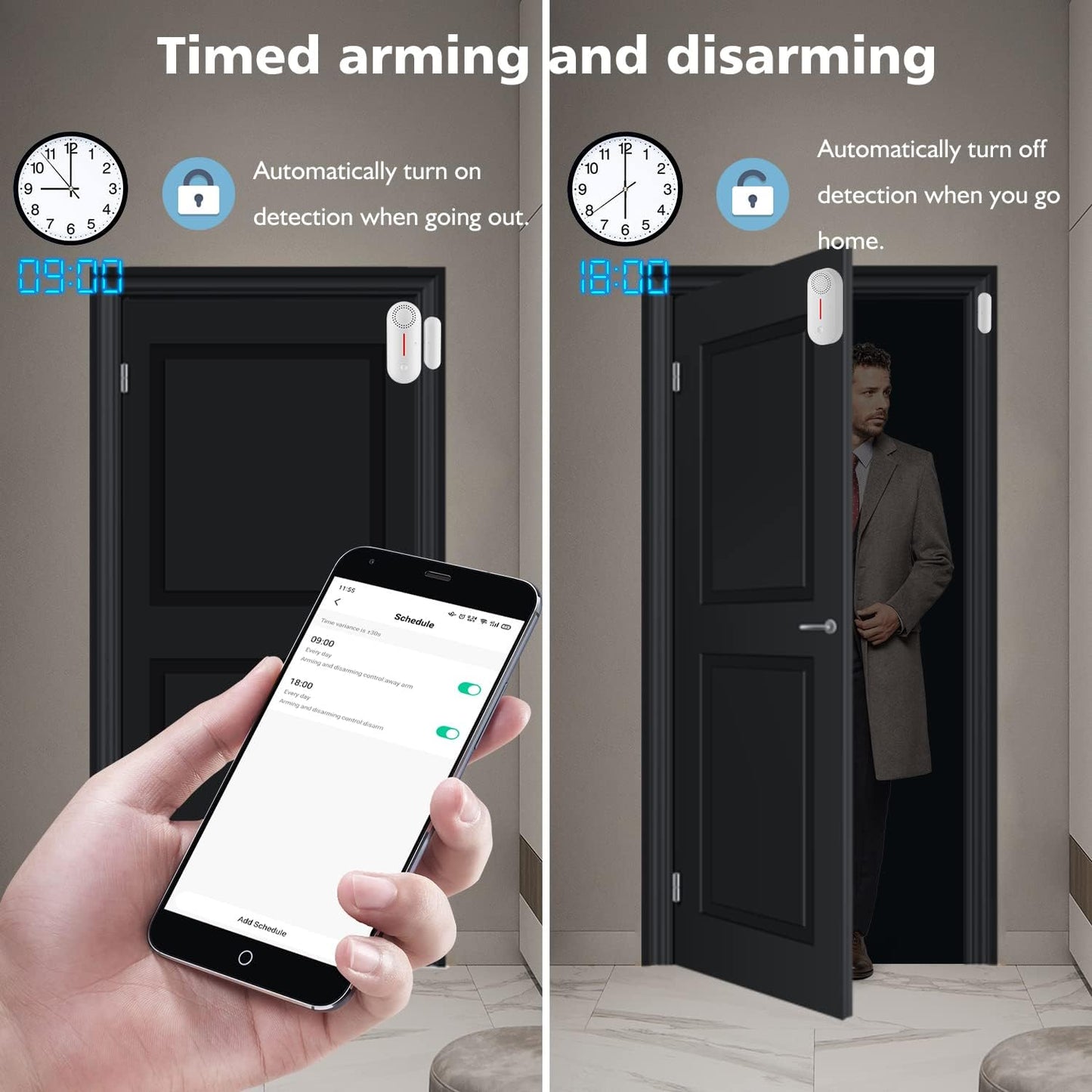 WiFi Door Window Sensor Alarm: Smart Door Sensor, Magnetic Contact Sensor Wireless for Home Security Burglar Alert, 90db Alarm & App Notification, Door Open Sensor Compatible with Alexa (1-Pack)