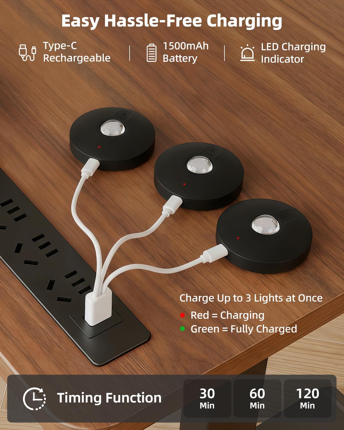 Rechargeable RGB Puck Lights with Remote Control, 1500mAh Battery Operated Push Lights, Dimmable &amp; Timer Under Cabinet Lighting for Closet, Bedroom, Kitchen Black 6Pcs