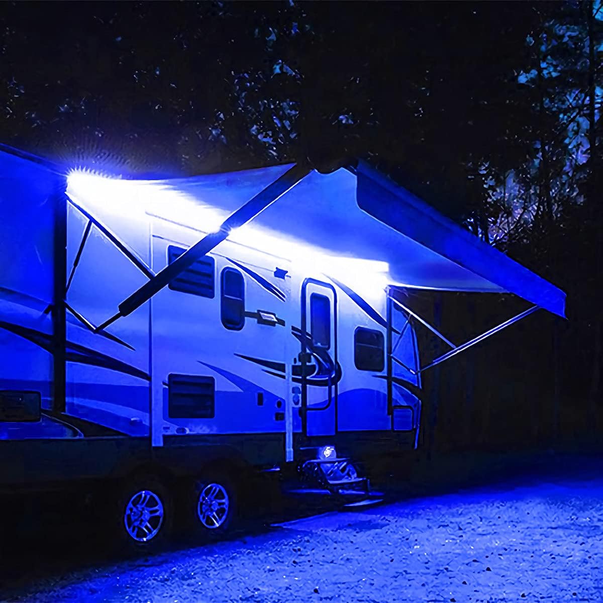 RV Awning Lights, 12V 16.4FT White Camping Awning Lights | Motorhome Travel Trailer Food Trucks Van Waterproof Canopy Led Strip Lighting, RV Exterior Underglow Light