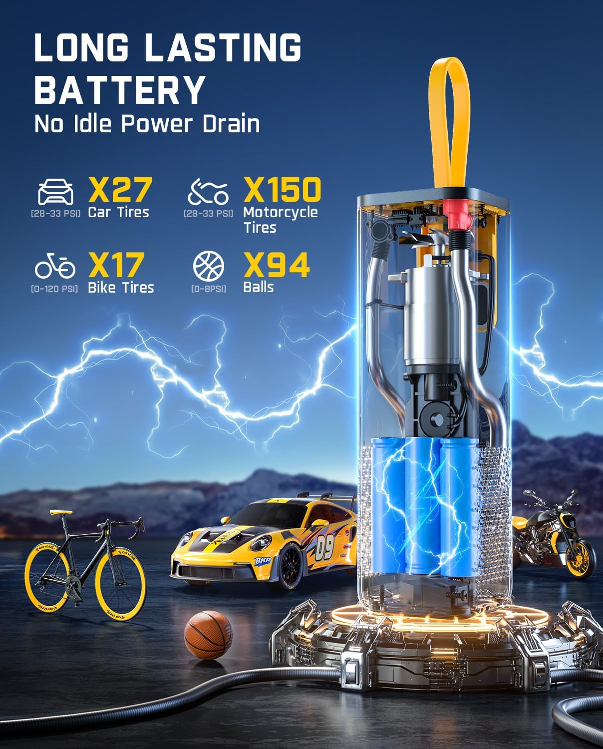 Fanttik X9 APEX Portable Air Compressor for Car Tires, 35s Fast Inflation | 150PSI Cordless Tire Inflator with Light and Power Bank, Handed Inflator for SUV, Sedan, Motorcycle, Bike, Ball, Black