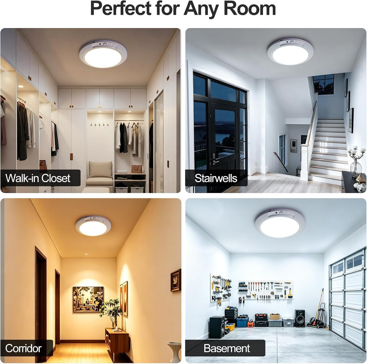 Rechargeable Ceiling Light Motion Sensor Closet Light Battery Operated