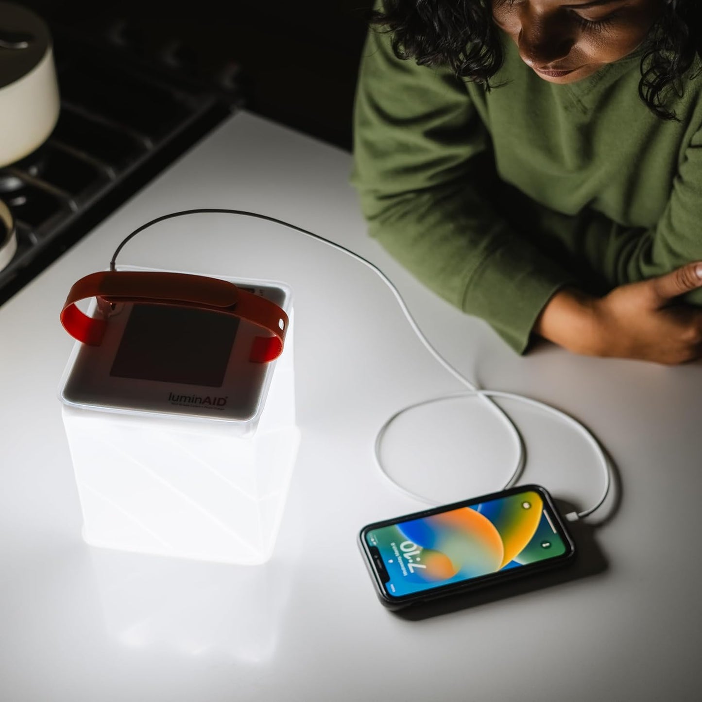 LuminAID Max 2-in-1 Inflatable Solar LED Camping Lantern & Phone Charger | 200 Lumens, Twist-to-Inflate Design, Waterproof, Camping, Hiking & Travel, Emergency Light for Power Outages, Hurricane