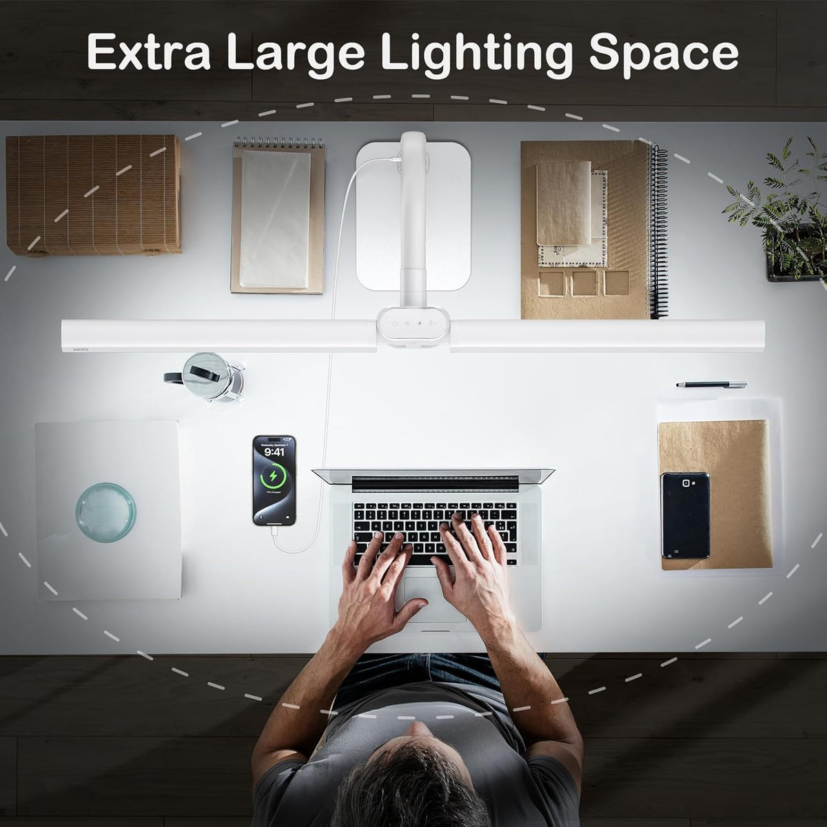24W LED Desk Lamp for Home Office, 1500lm Dual Head Task Light with Remote