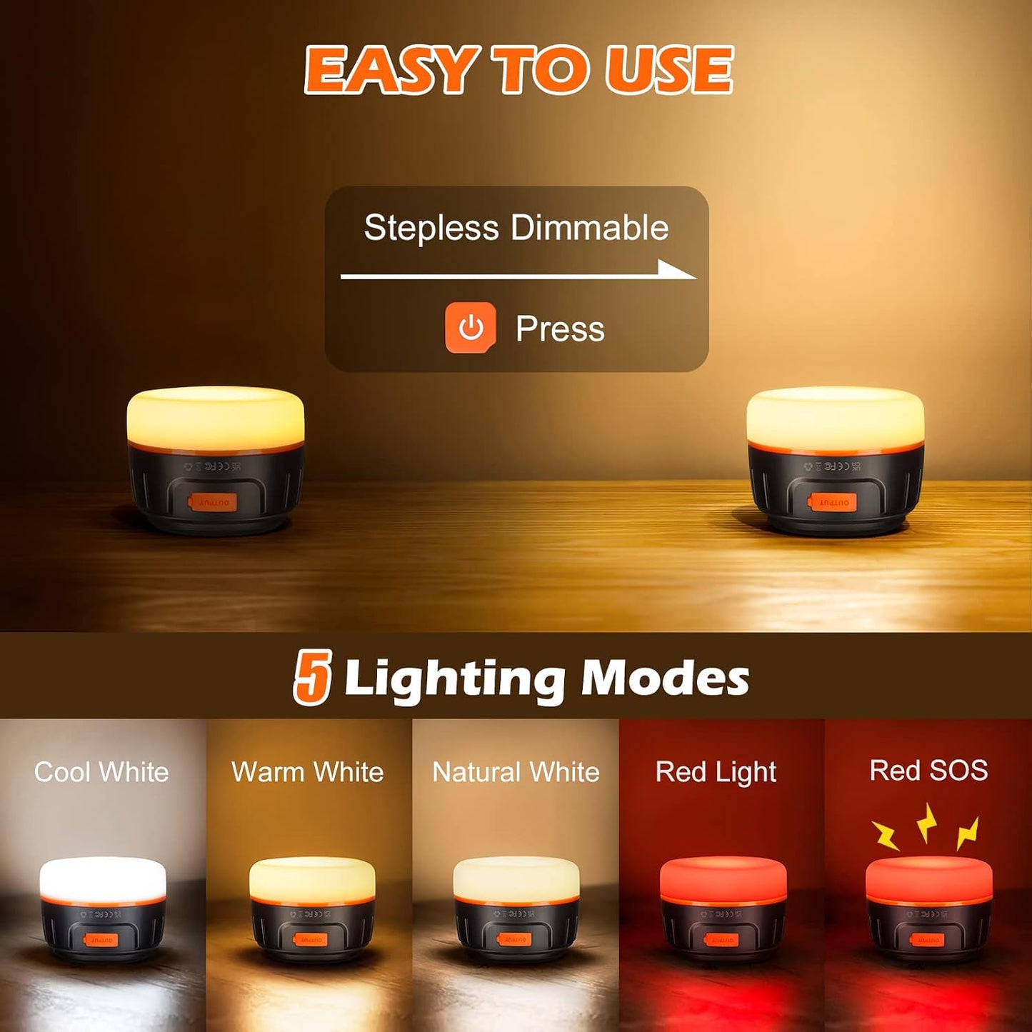 Sinvitron LED Camping Lantern Rechargeable with Remote Control - 1000LM 150H Runtime Tent Light, 5200mAh Water-Resistant Emergency Light for Hurricane Power Outages, Hiking Home