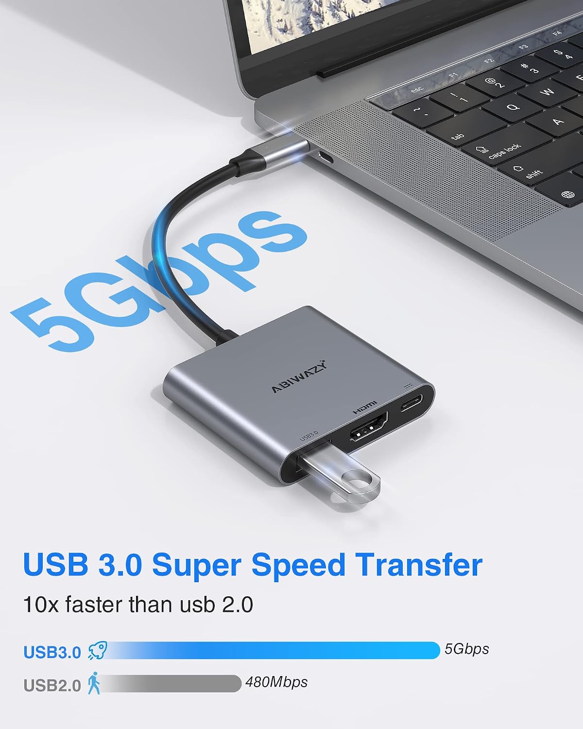 USB C to HDMI Multiport Adapter with 4K HDMI Output Type-C Hub Converter | USB C to 4K HDMI USB 3.0 PD Charging Port,USB-C Digital AV Multiport Adapter for MacBook Pro/air,iPad Pro &More USBC Devices