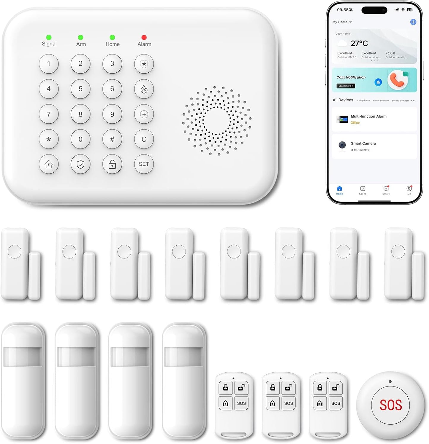 Alarm System for Home Security WiFi+4G,Smart Door/Window Alarm Systems Kit with Instant App Alerts NO Monthly Fees,Compatible with Alexa and Google,Smart Life or Tuya for Apartment,Kids Safety