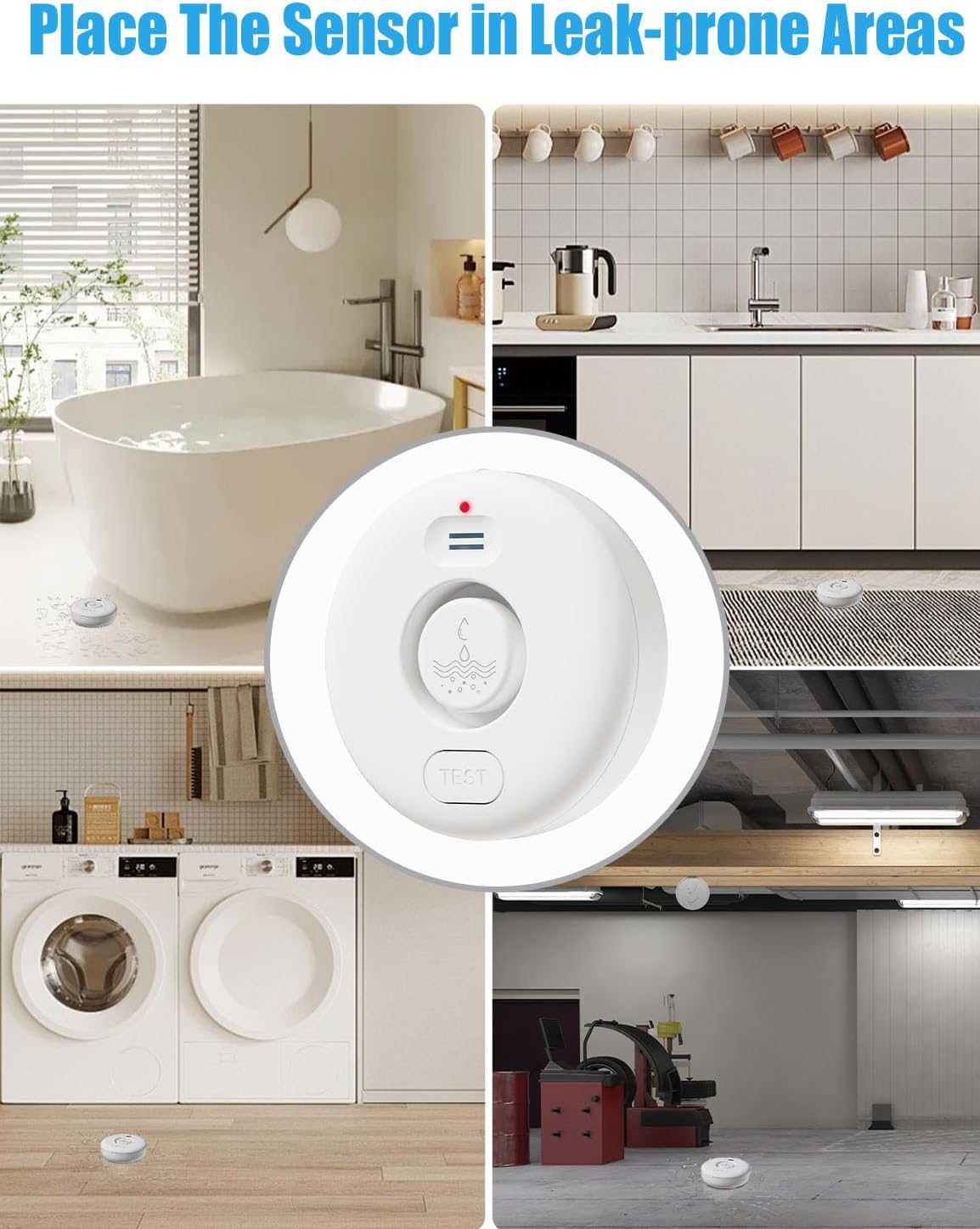 5 Pack Water Leak Alarm Detector, 120dB Loud Alert, IP66 Waterproof | Water Sensor, Sensitive Leak and Drip Alert, Easy Installation for Home, Basement Flood Prevention, Bathroom, Sink, Laundry