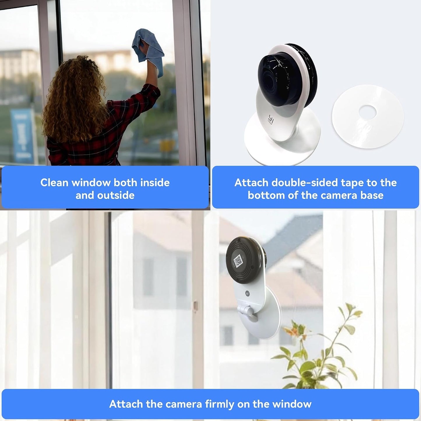 YI 2K Indoor Security Camera with Adhesive Mount, 2-Way Audio, AI Human/Vehicle/Pet Detection, Alerts, Night Vision, Wall/Window Mount, Baby/Pet Monitor, Compatible with Alexa & Google Assistant