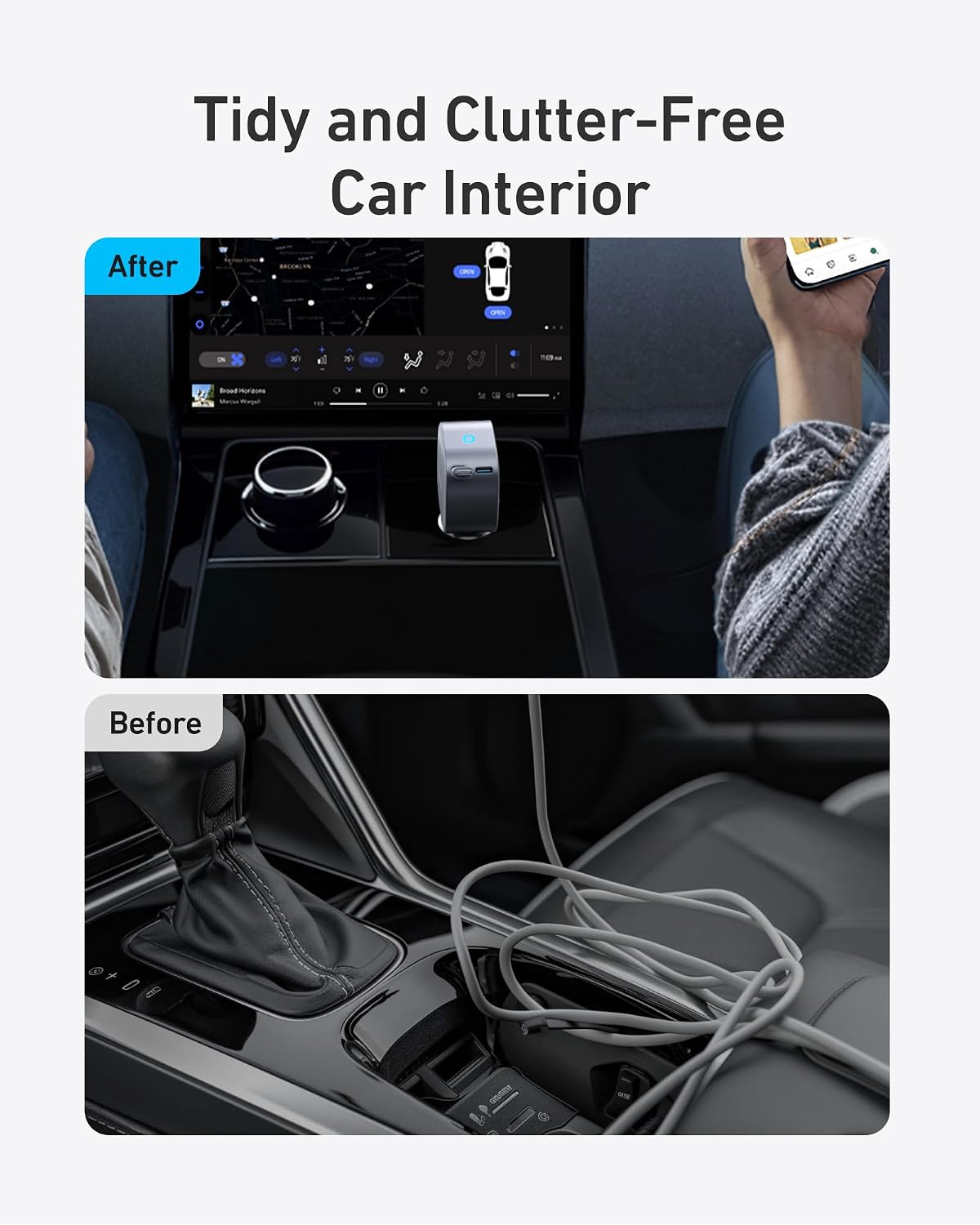 Anker 75W Fast Charging USB C Car Charger with Retractable Built-in Cable | Fast Power Adapter, Car Accessories for iPhone 17 / 16 Series, Galaxy S25 / S24, MacBook Pro / Air, iPad, and More