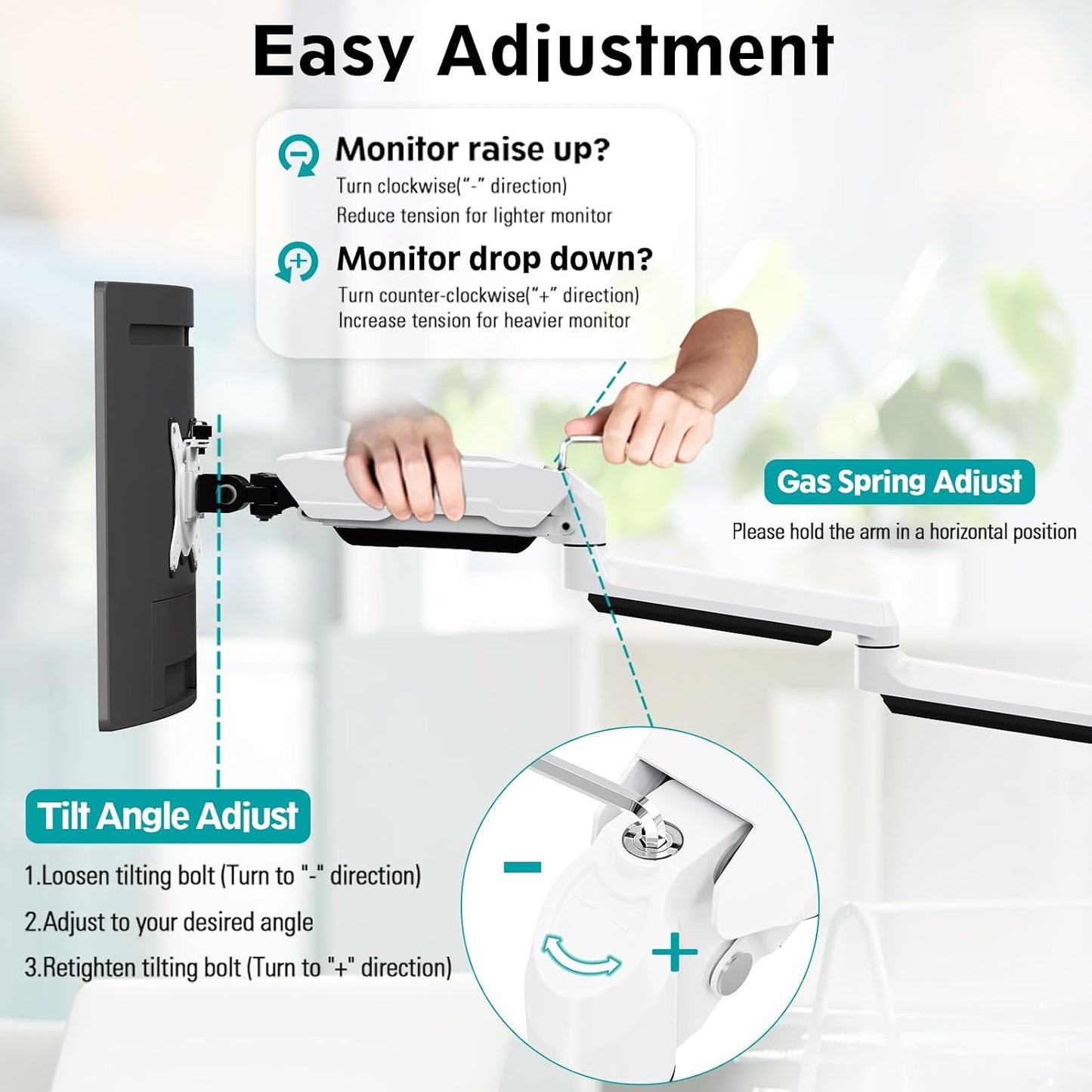 MOUNT PRO Triple Monitor Mount, 3 Monitor Desk Mount for Three Screens up to 32 Inch, Full Motion Gas Spring Heavy Duty Arm Hold up to 19.8lbs Each, White