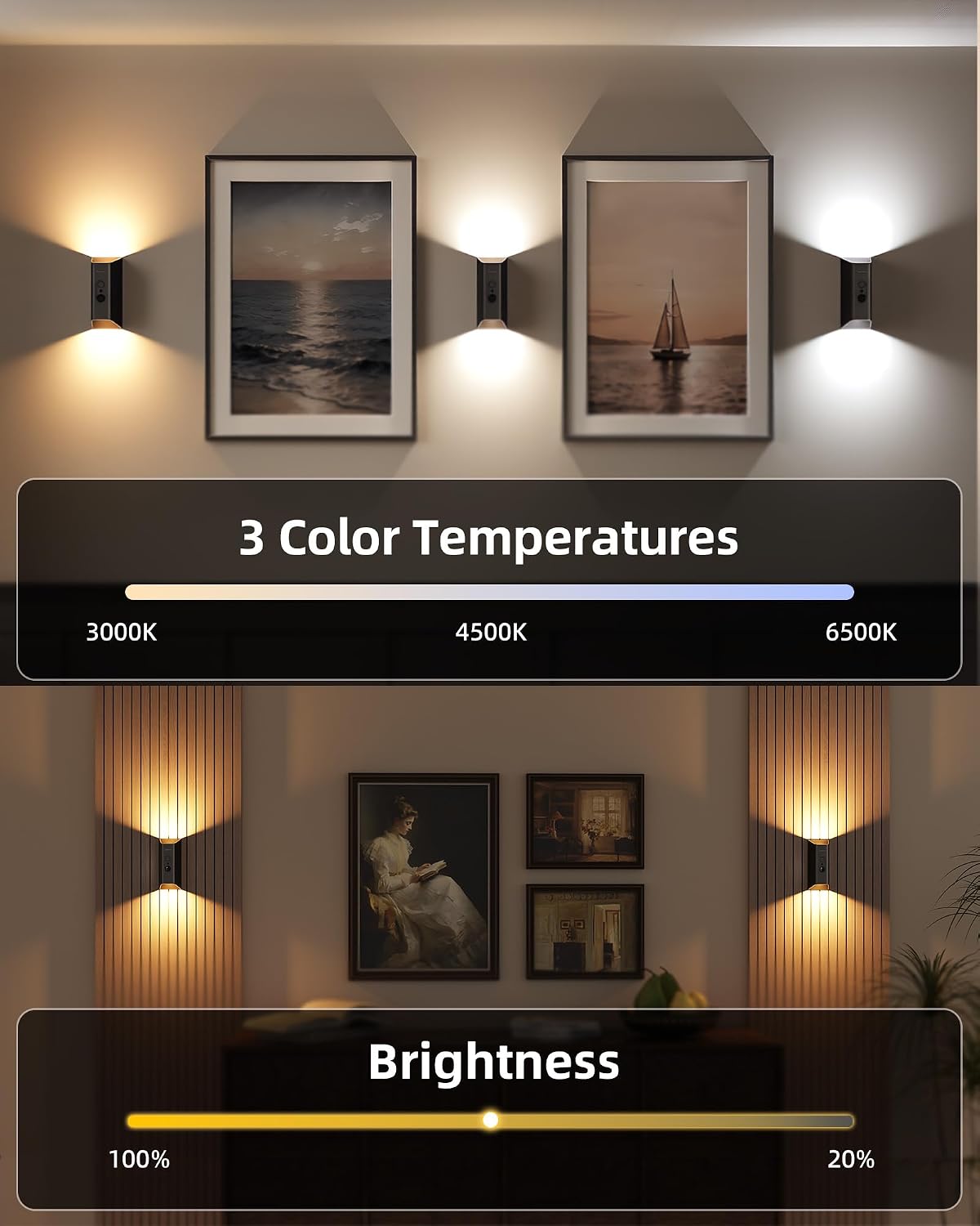 EZVALO Motion Sensor Wall Light with Remote Control, Rechargeable Wall Sconce, 3 Color Temps, Dimmable, Magnetic, LED Indoor Wireless Wall Lamp, 4000mAh, for Hallway, Stair, Entryway, Renters