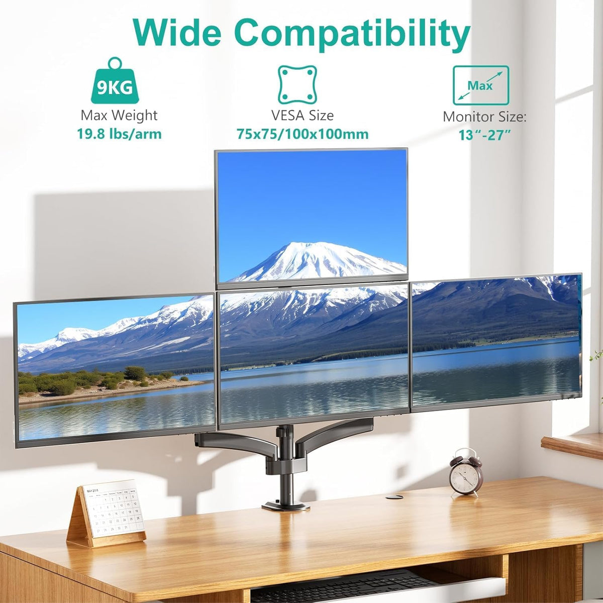 WALI Stacked 4 Monitor Mount for 13-27 inch Screens, 19.8 lbs per Arm